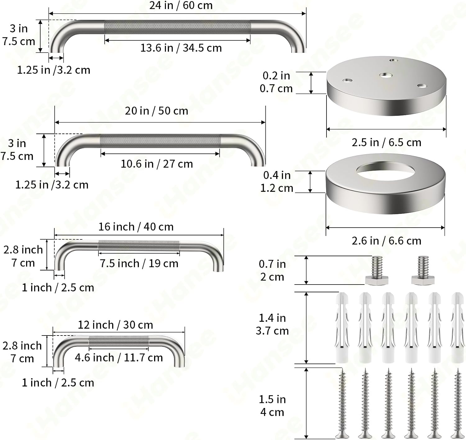 Brushed Nickel Grab Bars 18" 32" 36" 42" Bundle - 1.25" Diameter | 4 Pack Commercial Grab Bar, Anti-Slip Safety Shower Handrail, Toilet Handicap Bar, Stainless Steel Bathroom Handle for Senior