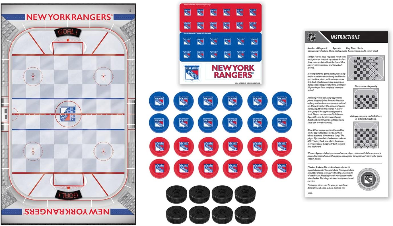 MasterPieces Officially licensed NHL League-NHL Checkers Board Game for Families and Kids ages 6 and Up