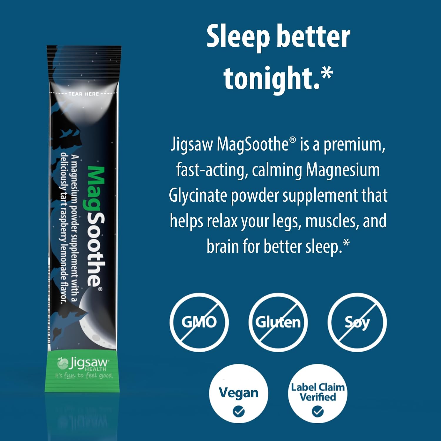 Jigsaw Health MagSoothe | Fast-Acting, Calming Magnesium Glycinate Powder Supplement | Raspberry Lemonade Flavor | 60 Servings (Jar)