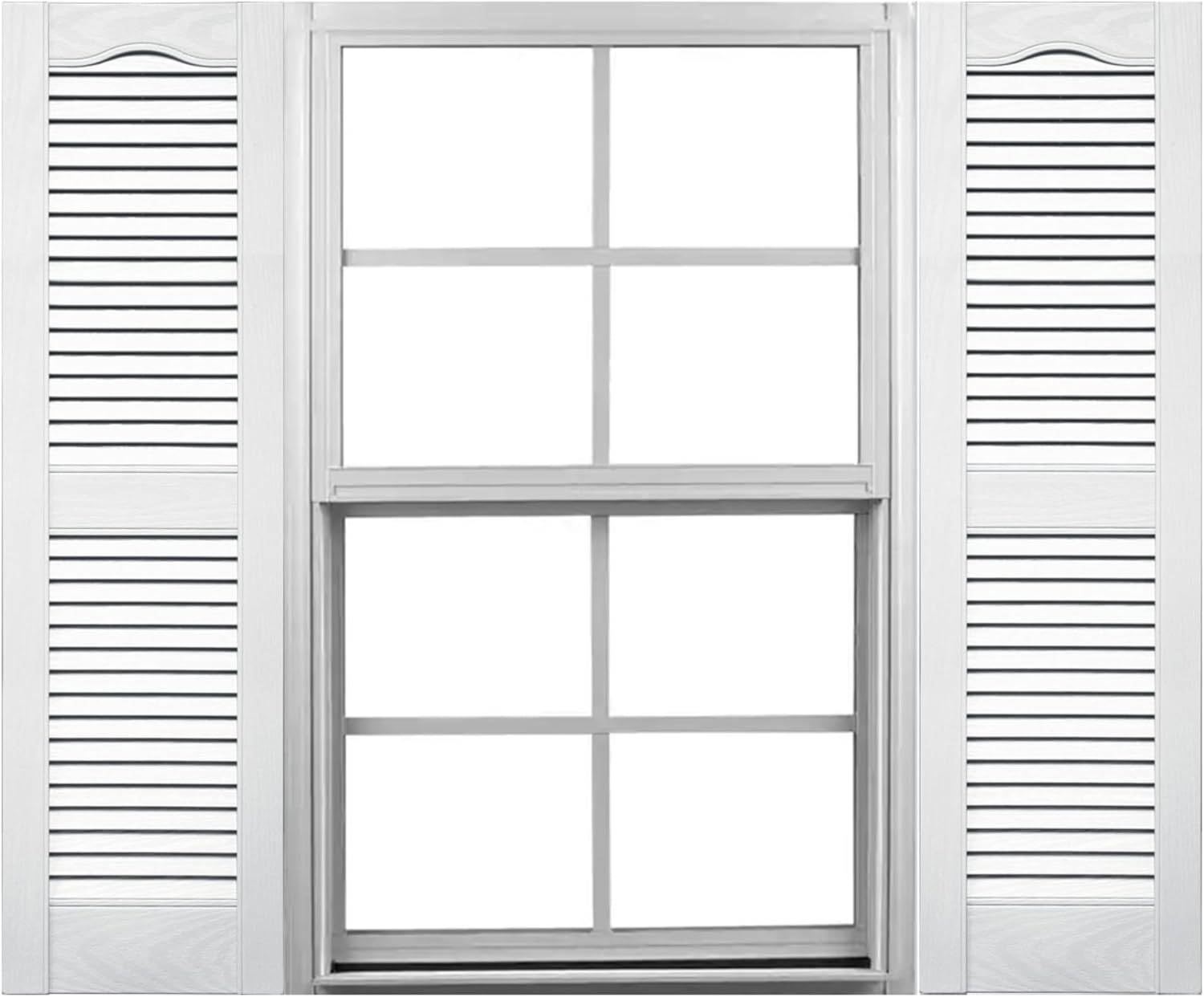 Mid America 00011455002 Standard Size Cathedral Top Center Mullion, Open Louver Vinyl Shutter, w/Installation Shutter-Lok's & Matching Screws (Per Pair), 002, 14 1/2"W x 55"H, Black
