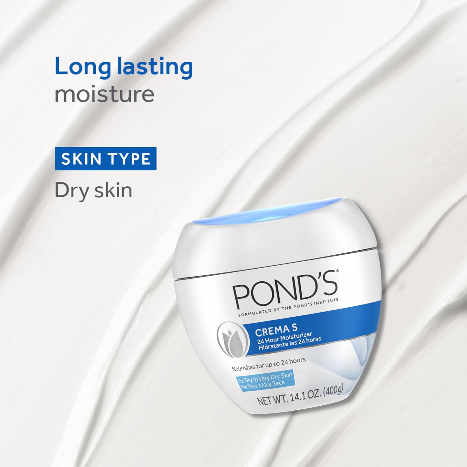 Pond's Nourishing Moisturizing Cream, Crema S, Fragrance Free, Ivory, 14.1 Oz