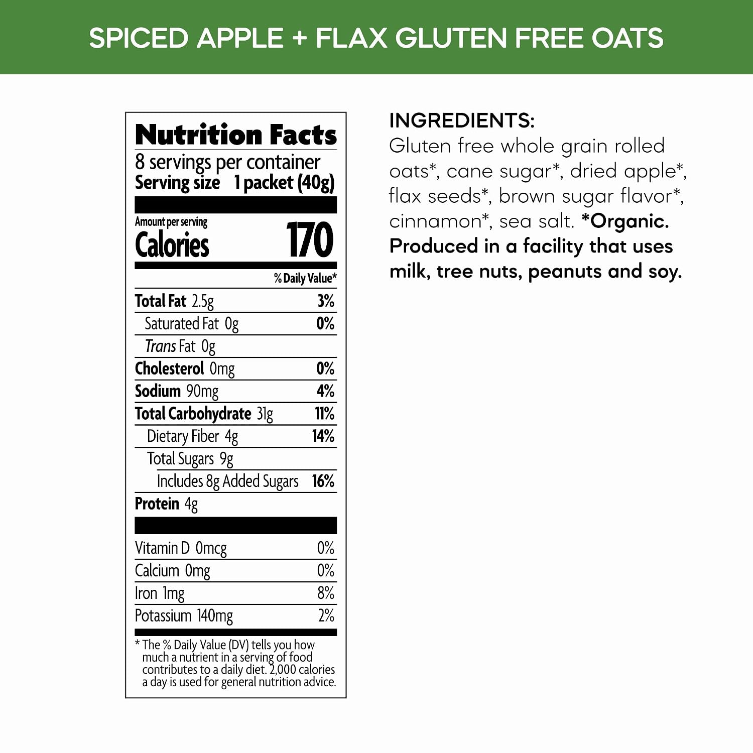 Natures Path, Oatmeal Brown Sugar Maple Gluten Free 8 Count Organic, 11.3 Ounce