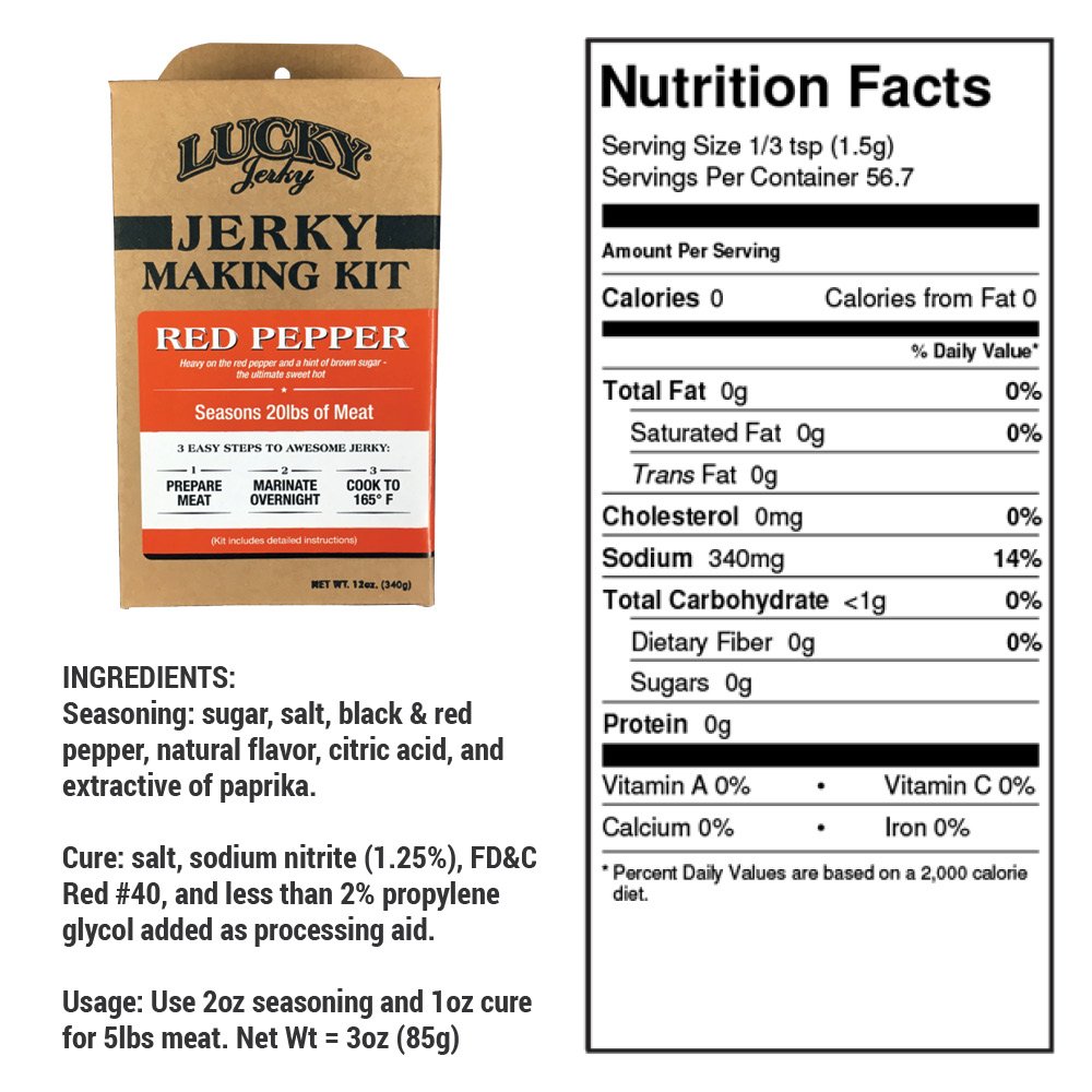 Lucky Jerky Ultimate Savory DIY Beef Jerky Seasoning and Cure Kit, 12 Oz | Make Your Own with Original, BBQ, Teriyaki, and Sweet & Spicy, Seasons 5 lbs per Flavor, 20 lbs Total