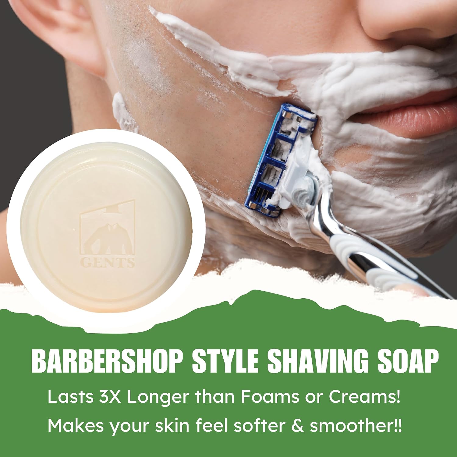 GENTS Men’s Shave Soap, 97% Natural Cedar Pine Scent, Rich Lather Wet Shaving, Traditional Shaving Soap for Men, 3oz Puck