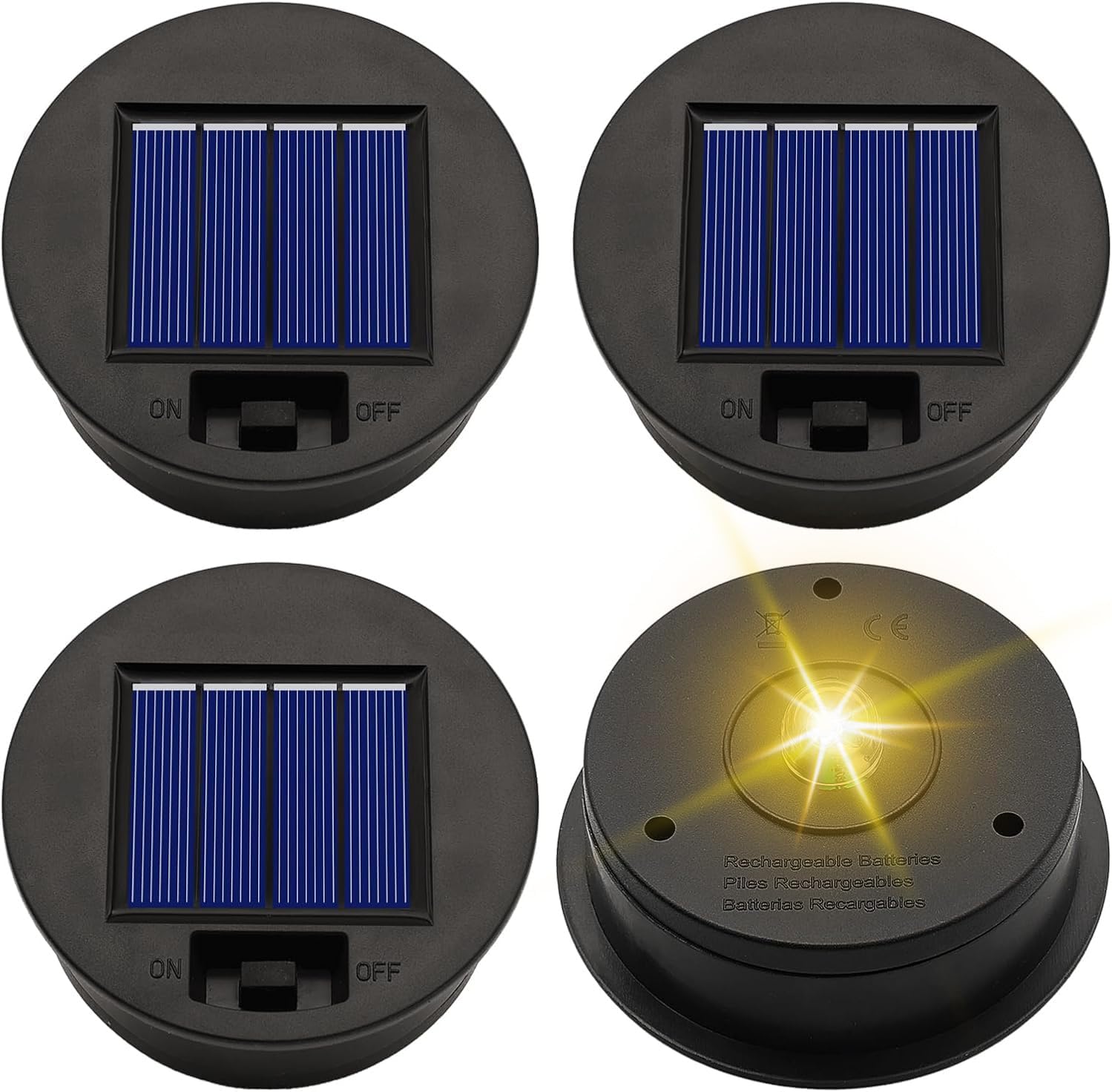Solar Light Replacement Top Parts 4 Pack(Top Size 3.31 inch
