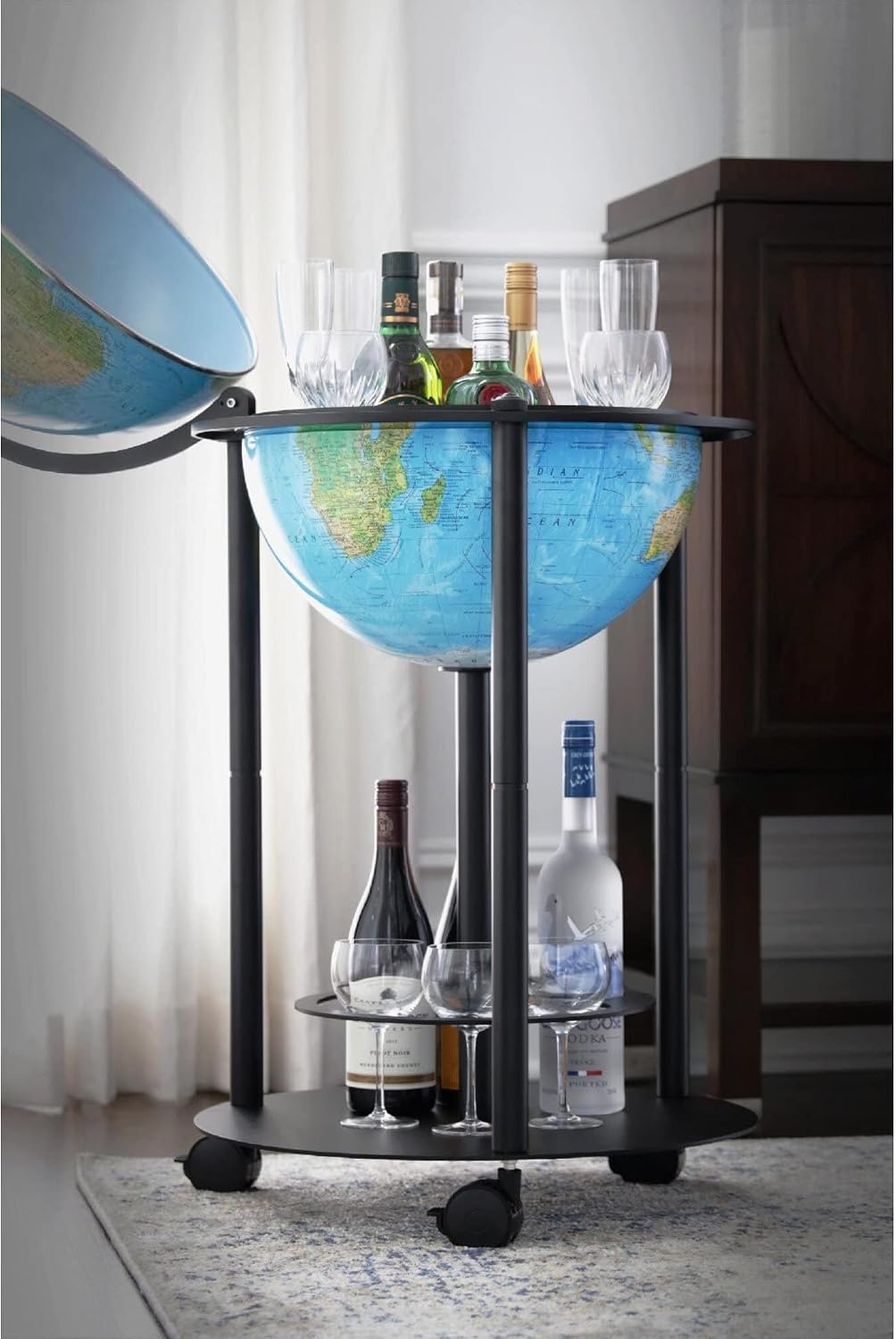 Empire Illuminated Bar Globe 16" diameter Blue Ocean Topographical/Political map with up to date cartography