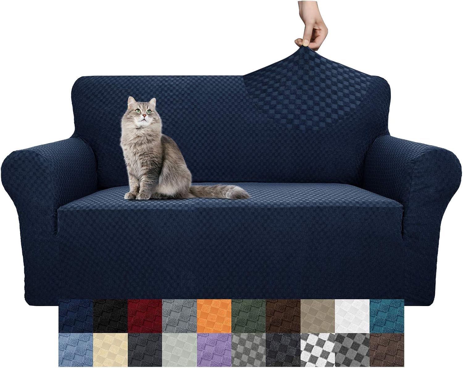 YEMYHOM Couch Cover Latest Jacquard Design High Stretch Sofa Covers for 2 Cushion Couch
