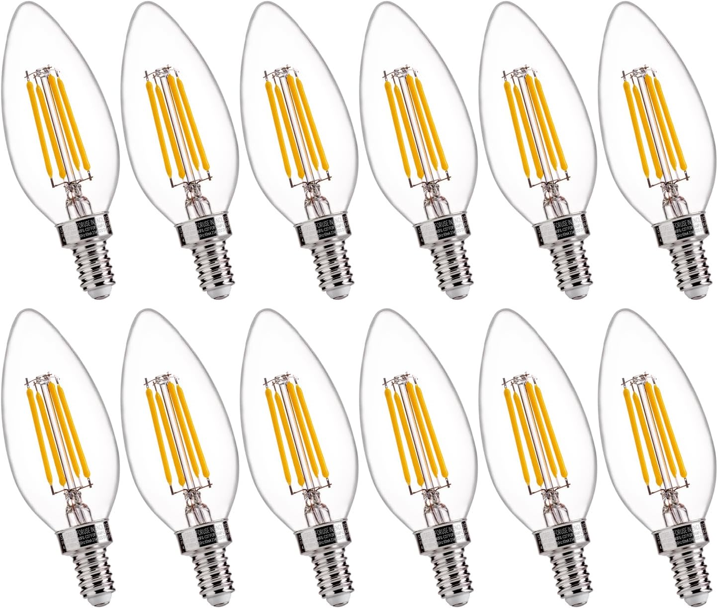 60W Equivalent LED Chandelier Light Bulbs, Dimmable, E12 Base, Clear B11 LED Filament Candelabra Bulbs, 2700K Soft White, 6 Pack
