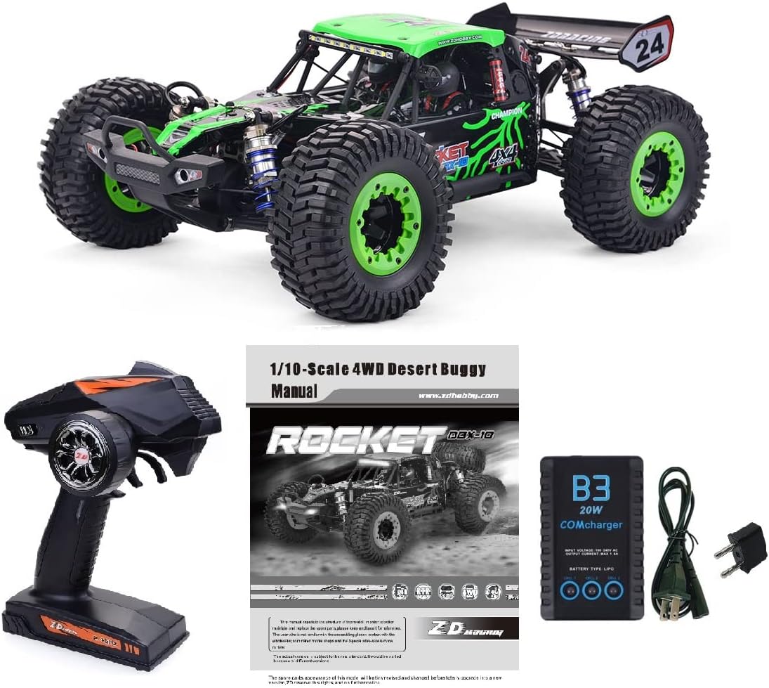 1/10 Scale 4WD RC Cars for Adults Brushless,Max 43 MPH Off-Road Fast RC Cars,Off-Road Remote Control Trucks (Green)