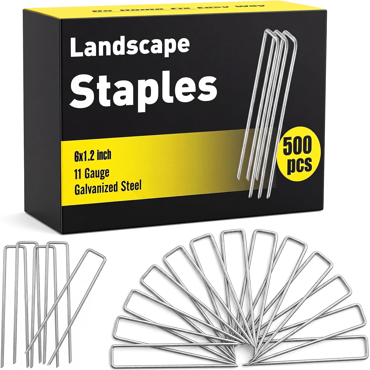 HongWay 240 Pack Landscape Staples 6 Inch, Galvanized Garden Stakes