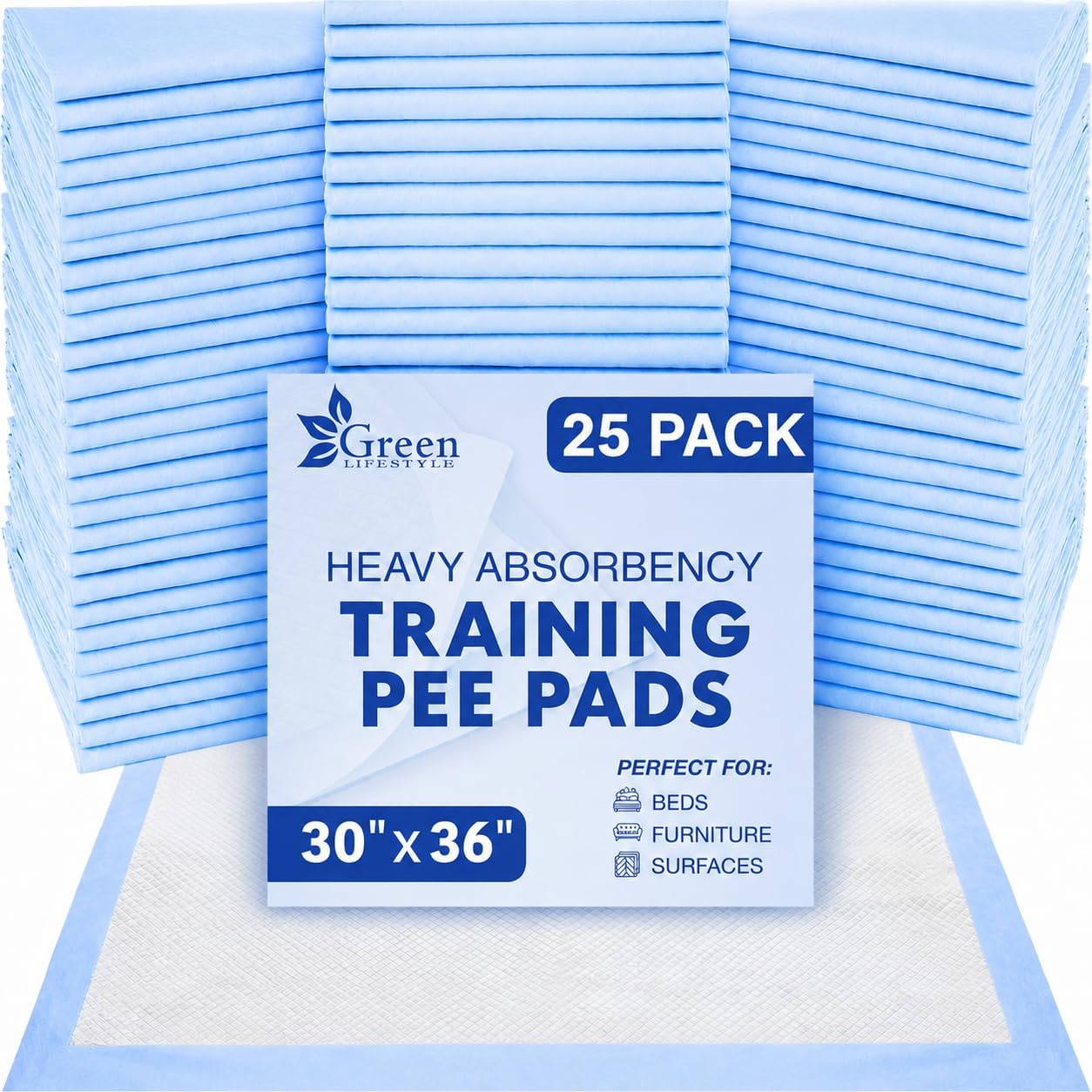 GREEN LIFESTYLE Washable Underpads - Large Pads for use as Incontinence Bed Pads, Reusable Pet Pads, Great for Dogs, Cats, Bunny