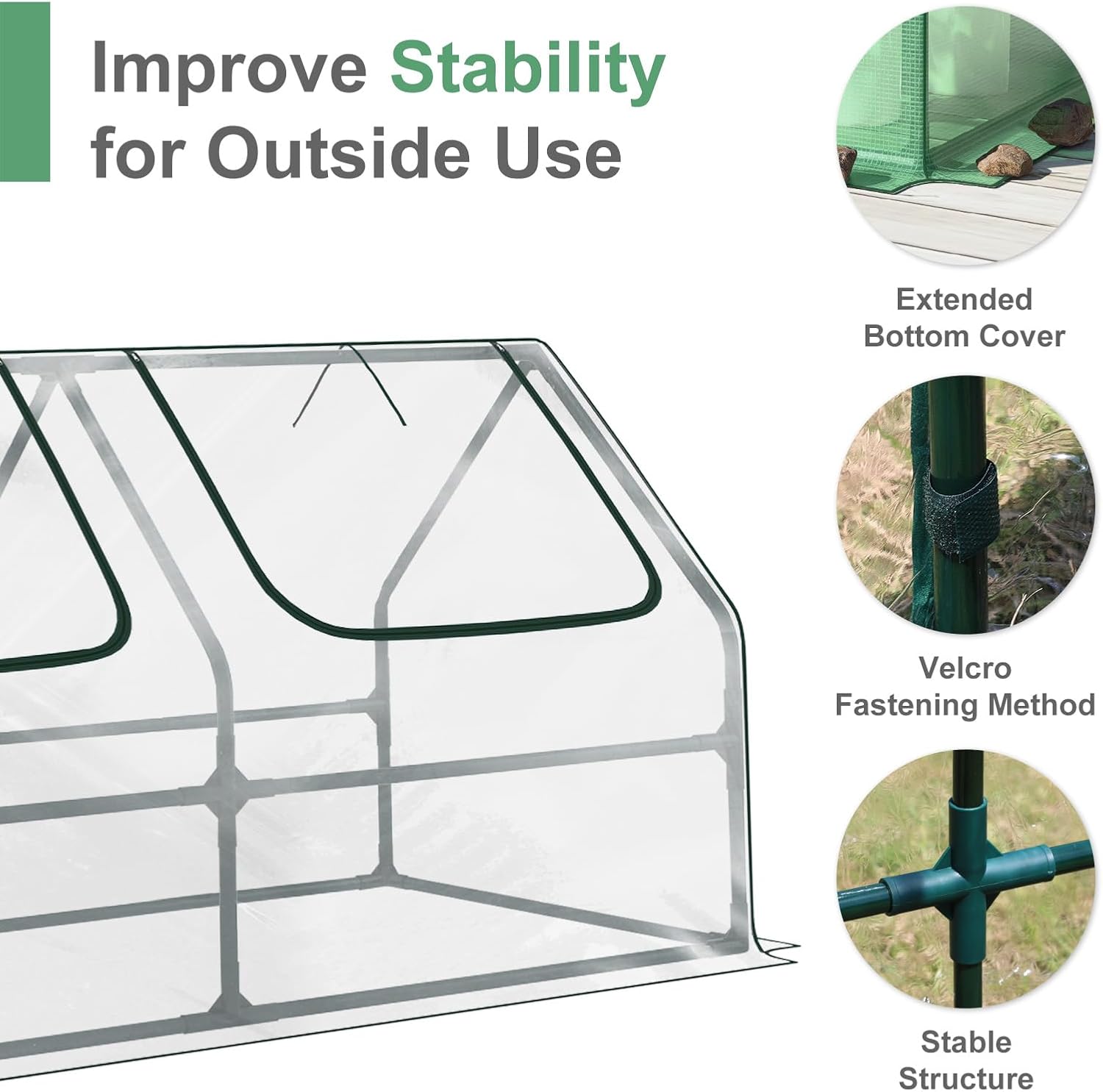 Aoodor 6 x 3 x 3 ft Mini Greenhouse with 2 Zipper Doors, Water-Resistant, UV-Protected for Flowers, Vegetables, and Herbs, Green