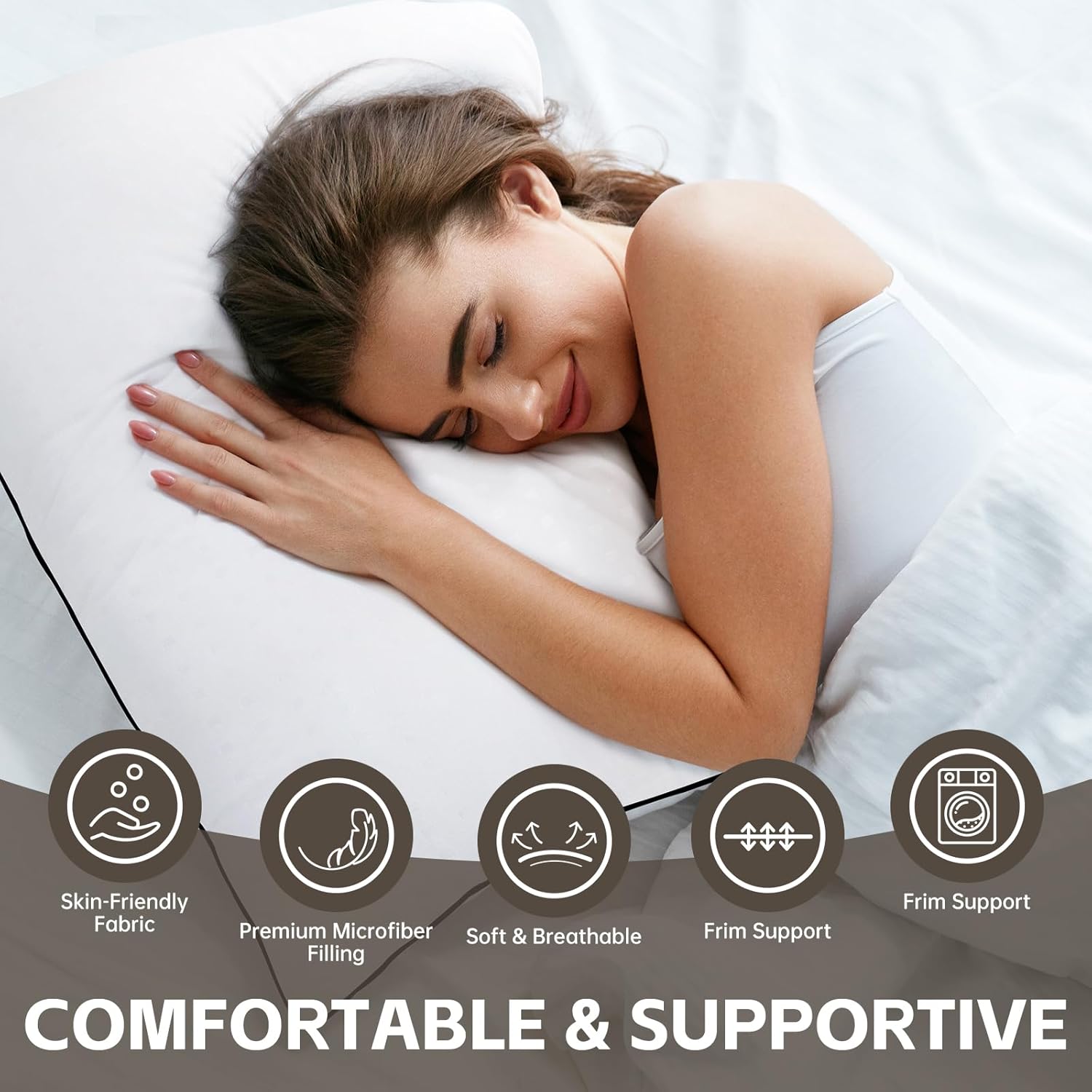 HIMOON Bed Pillows for Sleeping 2 Pack,Queen Size Cooling Pillows Set of 2,Top-end Microfiber Cover for Side Stomach Back Sleepers