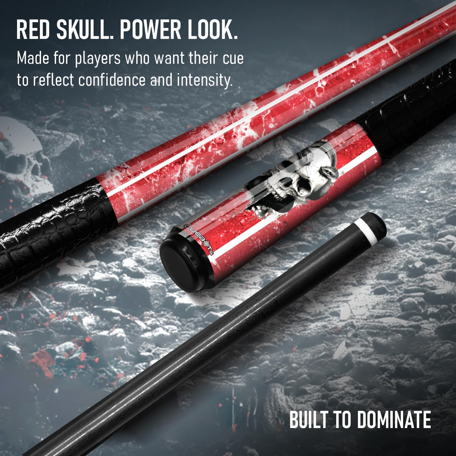 CUEBOTS Glass Fiber Cue, Glass Fiber House Cue Stick, Club Cue, Cue for Beginners, Durable Uni-QR, 3/8-10, 5/16-18 Joint, Long Lasting Glassfiber Shaft, 7-Layer Microfiber Tip