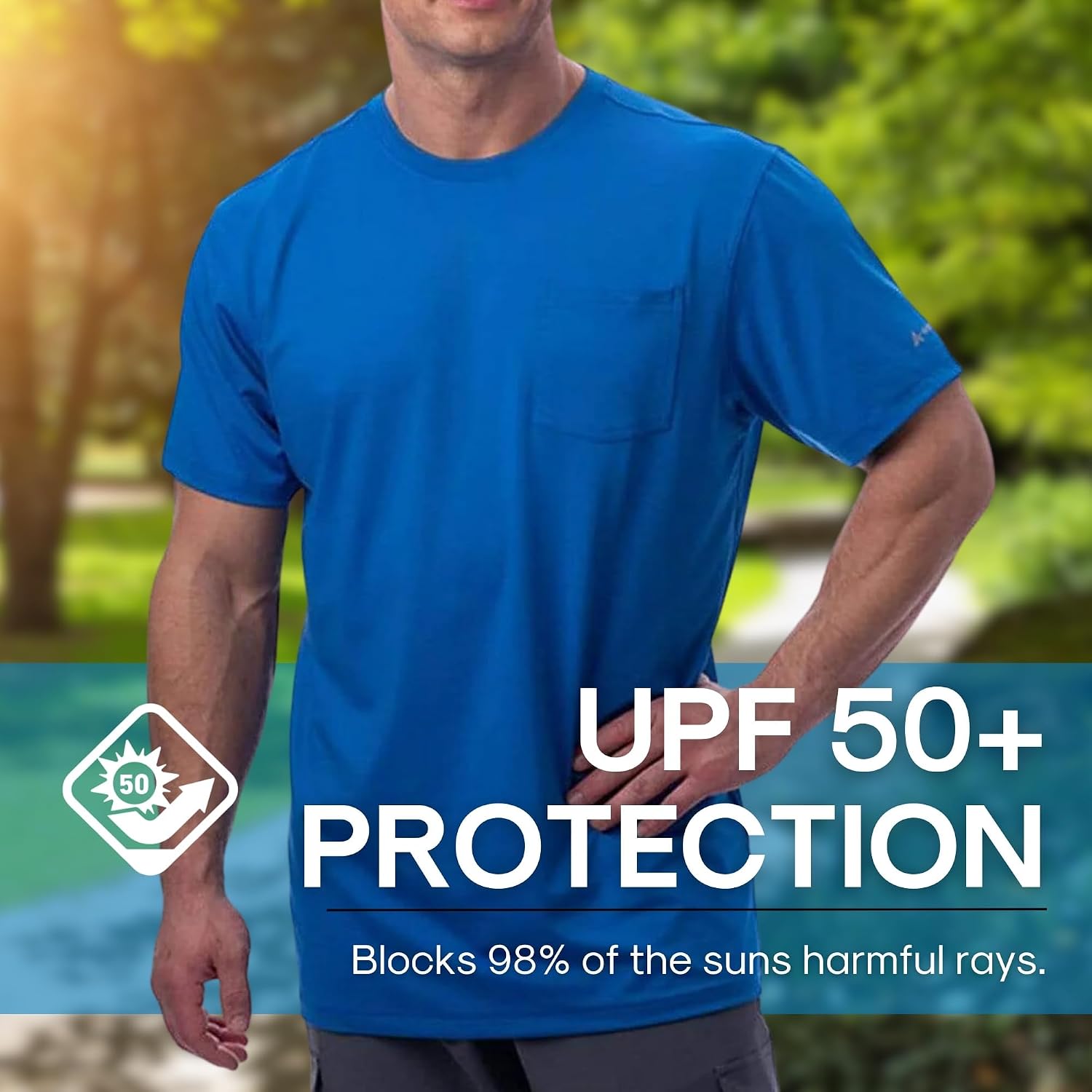 Arctic Cool Men’s Crew Neck Instant Cooling Pocket Workwear Moisture Wicking Performance UPF 50+ Short Sleeve Shirt