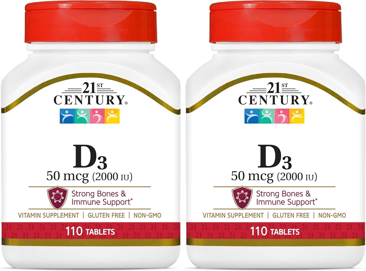 21st Century Vitamin D3 2000 IU Tablets, Bone & Immune, 110 Count | Vitamin D3 2000 IU Tablets, Bone Health & Immune System Support & Calcium Absorption, No Artificial Colors or Preservatives