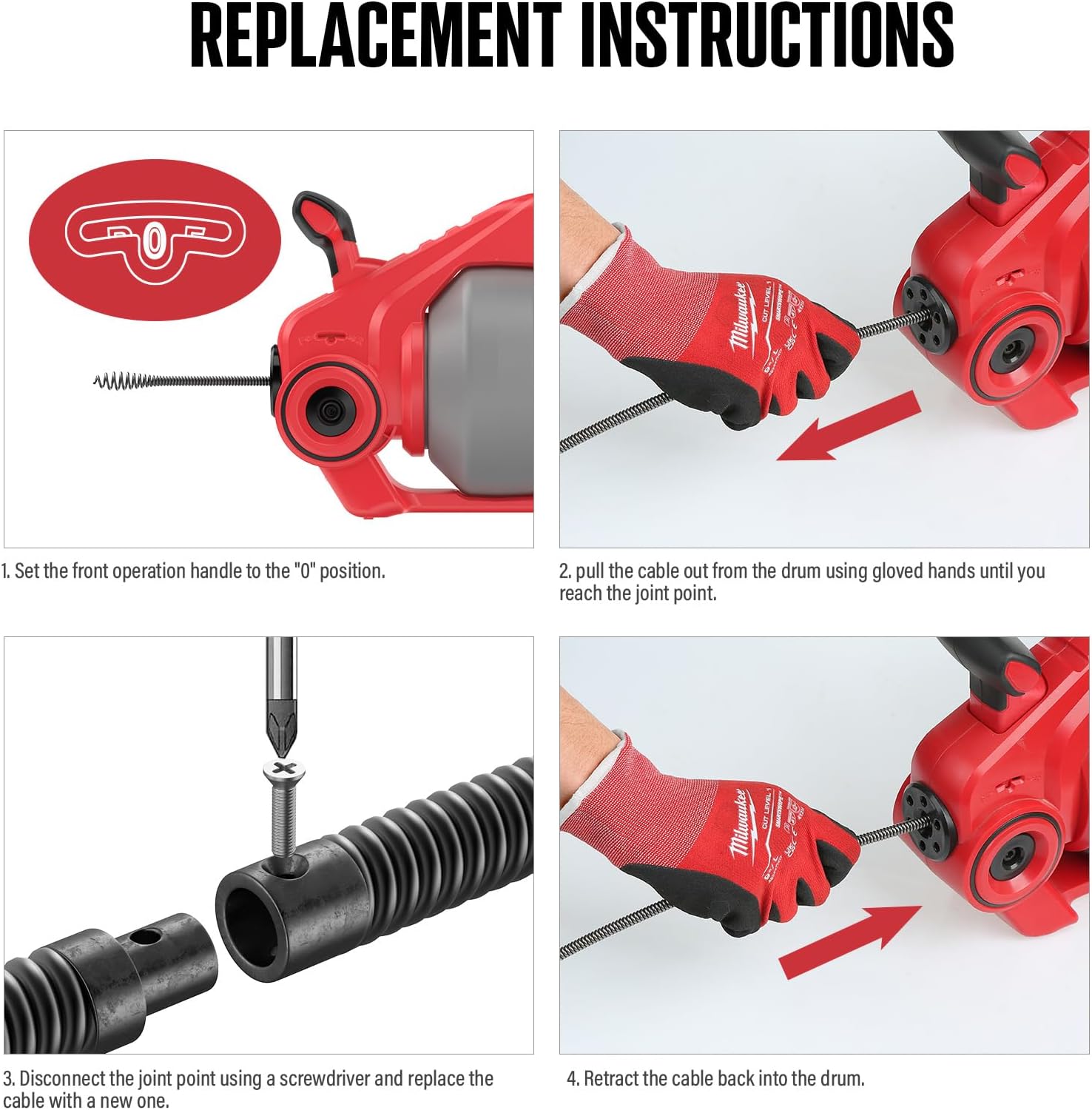 POPULO 25FT Replaceable Cable, Compatible with POPULO Electric Drain Auger(CADL-2004, PEDC-23), Supports Manual Operation.