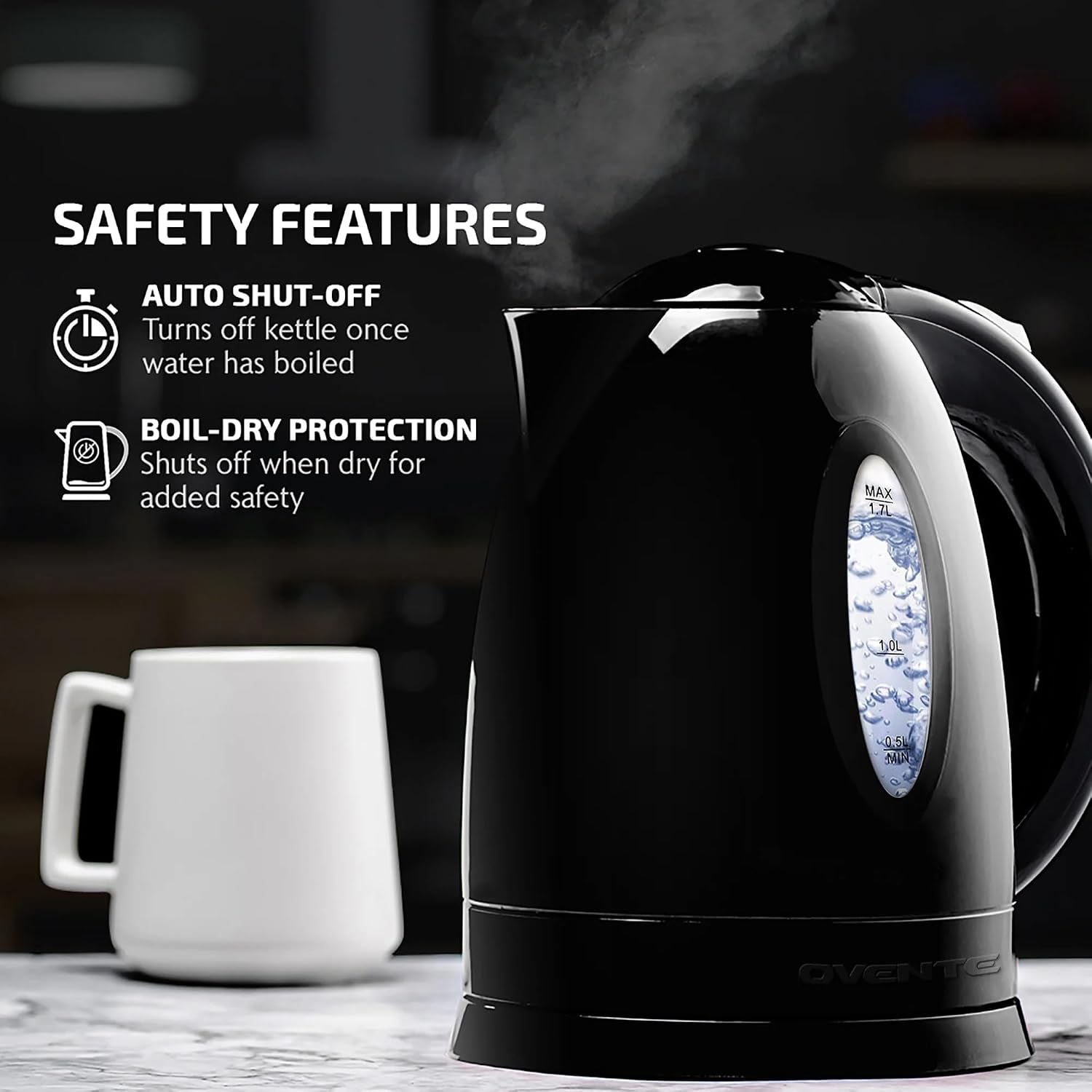 OVENTE 1.7L Electric Kettle with 1100W Fast Boiling Water, Green KP72G