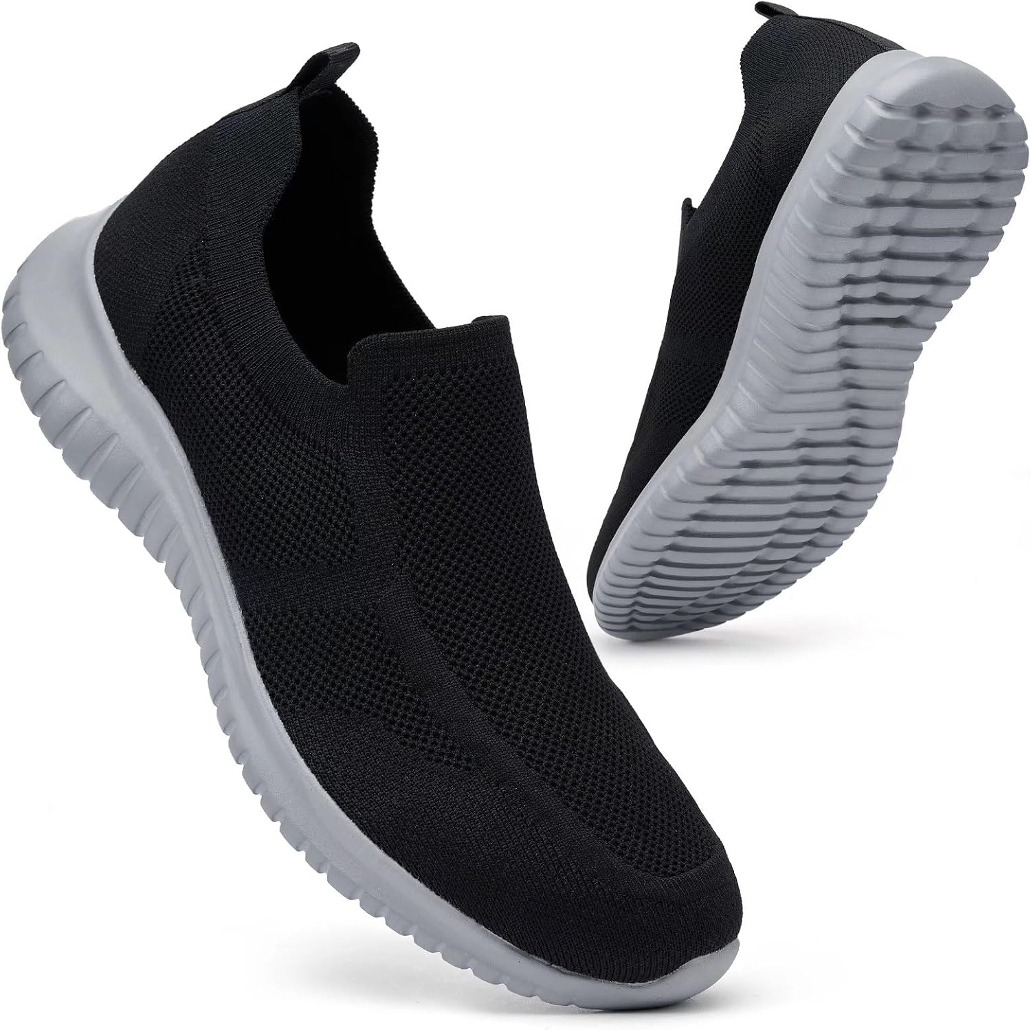 konhill Mens Slip-On Knit Walking Sneakers