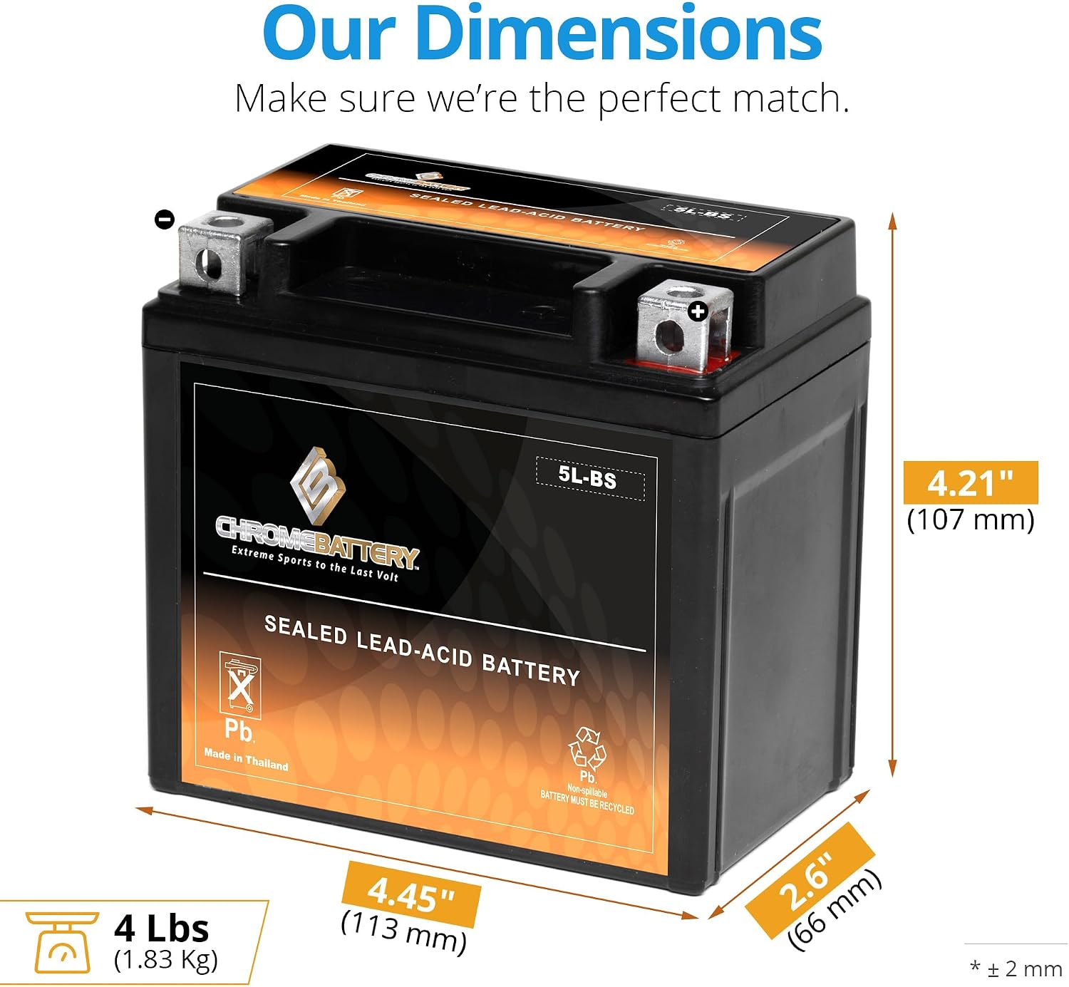 CB CHROMEBATTERY YTX30L-BS 12V 385 CCA AGM – Maintenance-Free 30Ah Battery for Harley, ATV, UTV, Snowmobile, Jet Ski – T3 Nut & Bolt Terminal – Fits Harley Touring, Polaris Sportsman 850