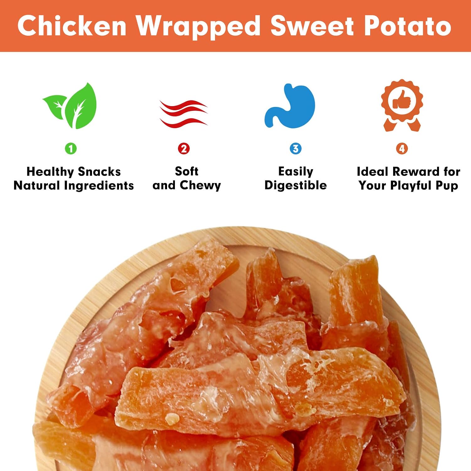 MON2SUN Dog Treats, Rawhide-Free Chicken Wrapped Sweet Potato, 25 oz