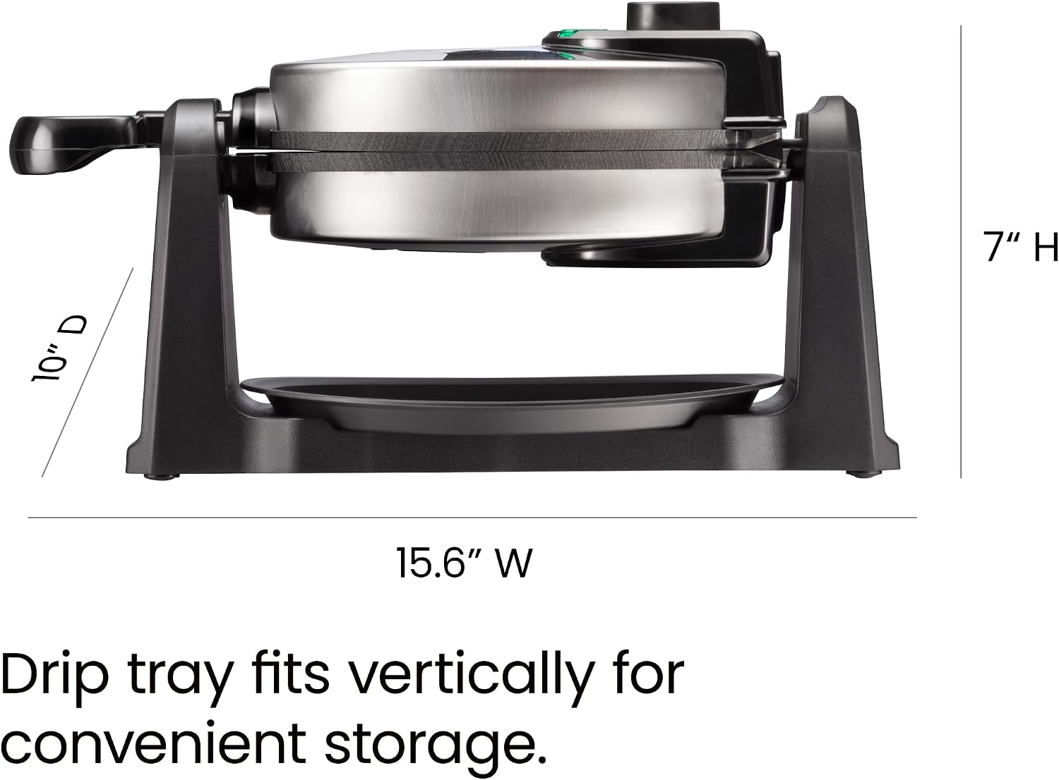 Chefman Rotating Belgian Waffle Maker, 180° Flip Iron w/ Non-Stick Plates, Adjustable Timer, Locking Lid, & Drip Plate, Space Saving Storage, Mess-Free Breakfast, Stainless Steel/Black