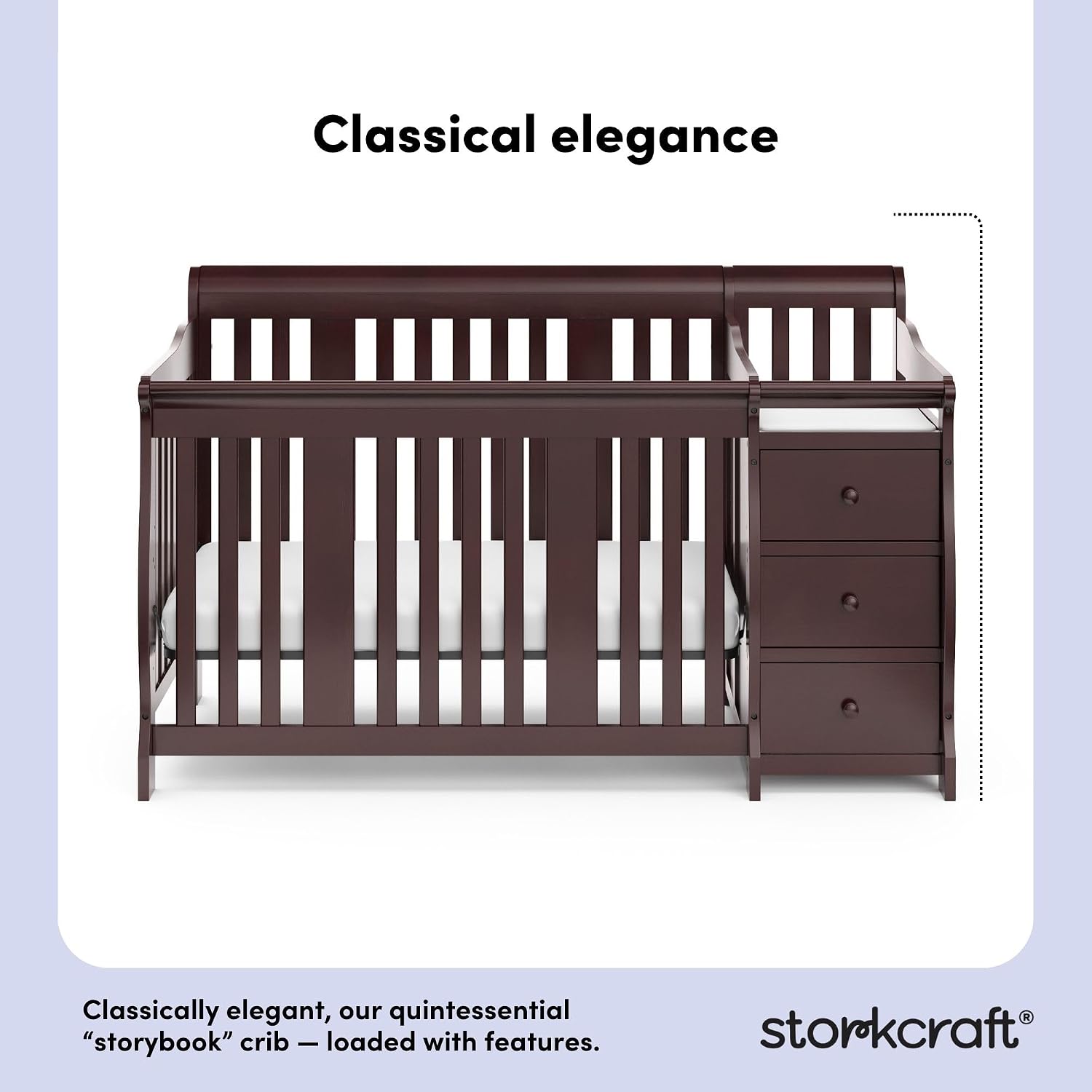 Storkcraft Portofino 5-in-1 Convertible Crib and Changer, Pebble Gray