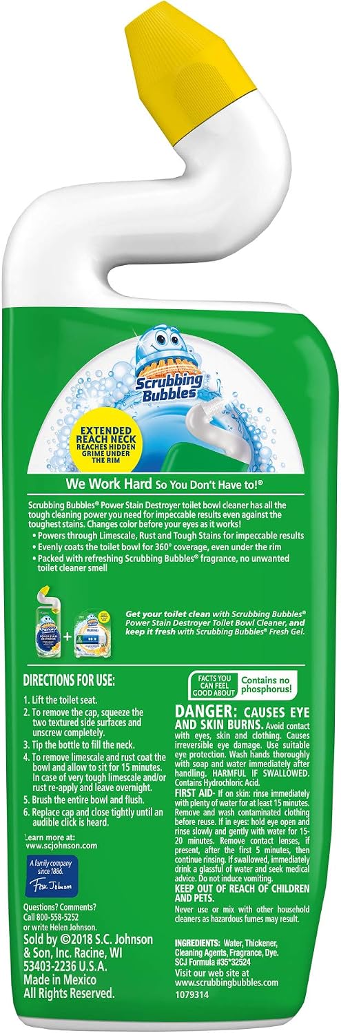 Scrubbing Bubbles Extra Power Toilet Bowl Cleaner, Citrus, 1 Squeeze Bottle, 24 oz