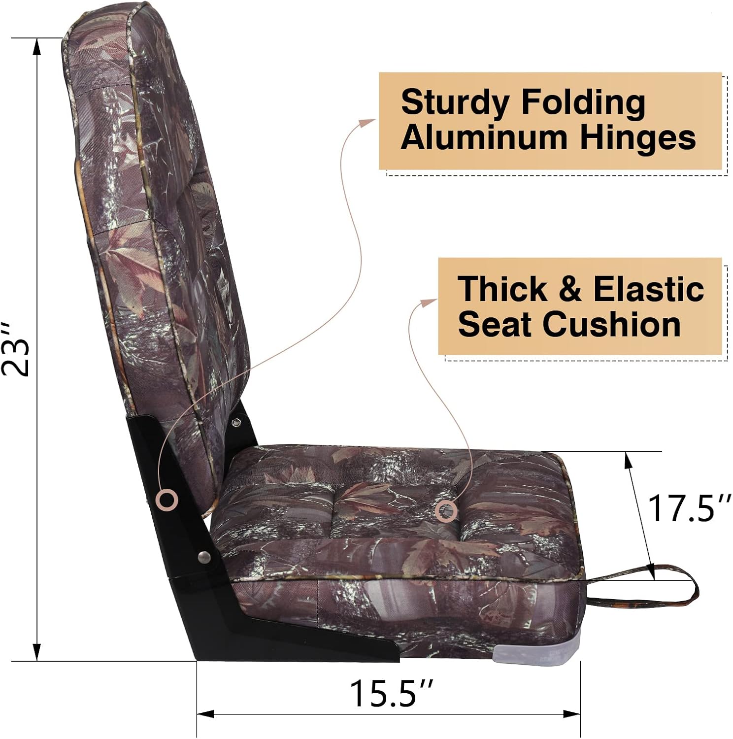 Leader Accessories Low/High Back Folding Fishing Marine Boat Seat 2 Pack