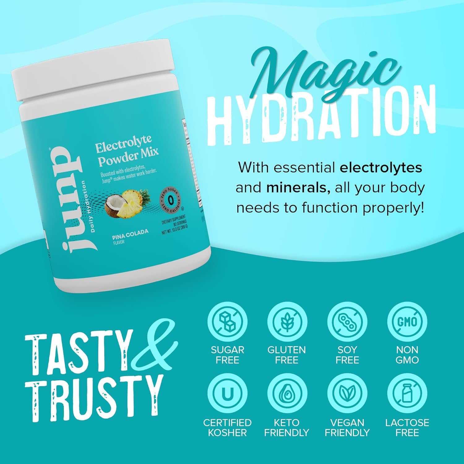 JUNP Electrolytes Powder No Sugar No Carbs – Lemonade Keto Electrolyte Drink Mix - Potassium & Salt Hydration Powder Electrolytes - Zero Calorie