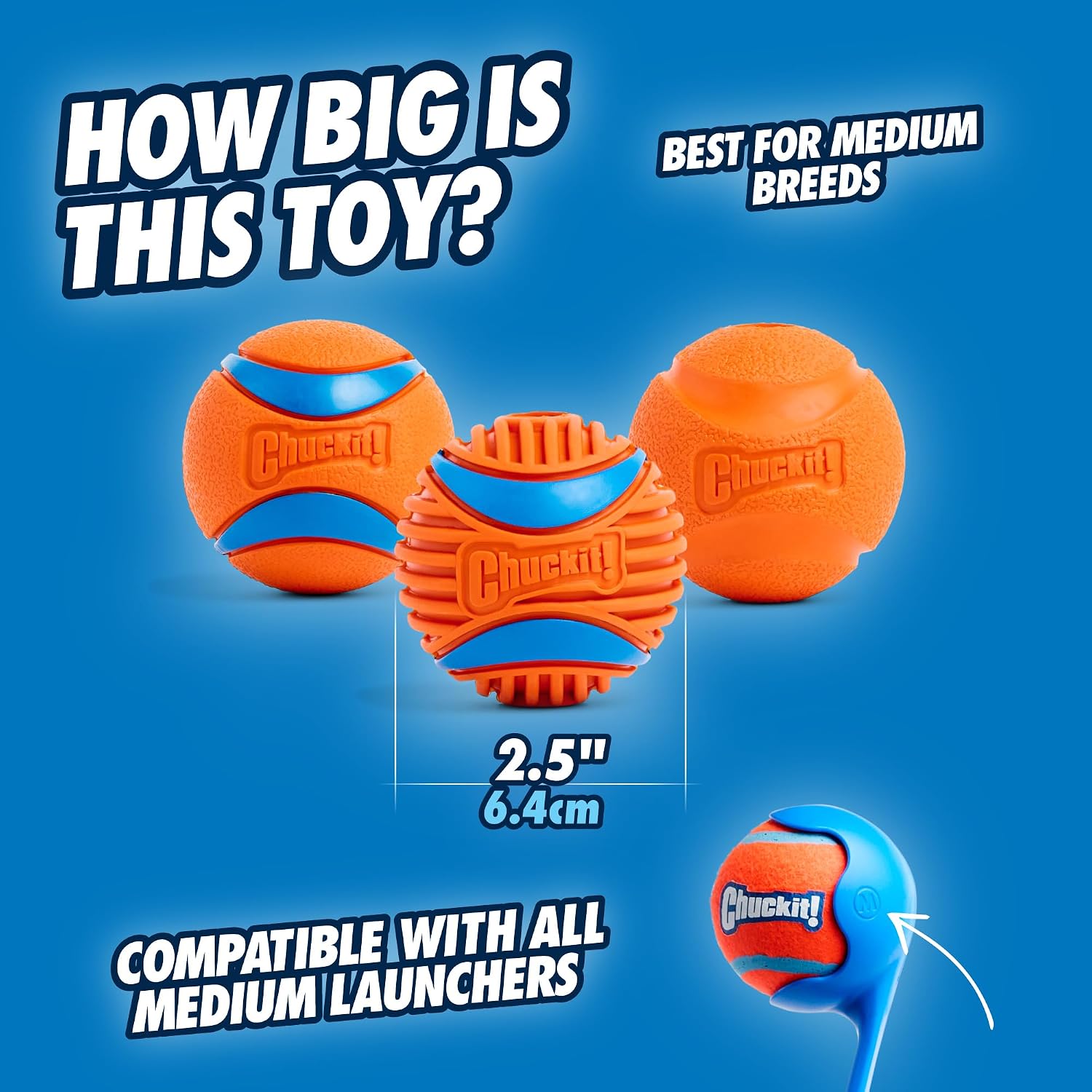 Chuckit! Fetch Pack Dog Balls - Interactive Dog Toys, High-Bounce Fetch Ball, Floating Ultra and Rugged Balls, Durable - Size Small, 2-inch Diameter, Set of 3