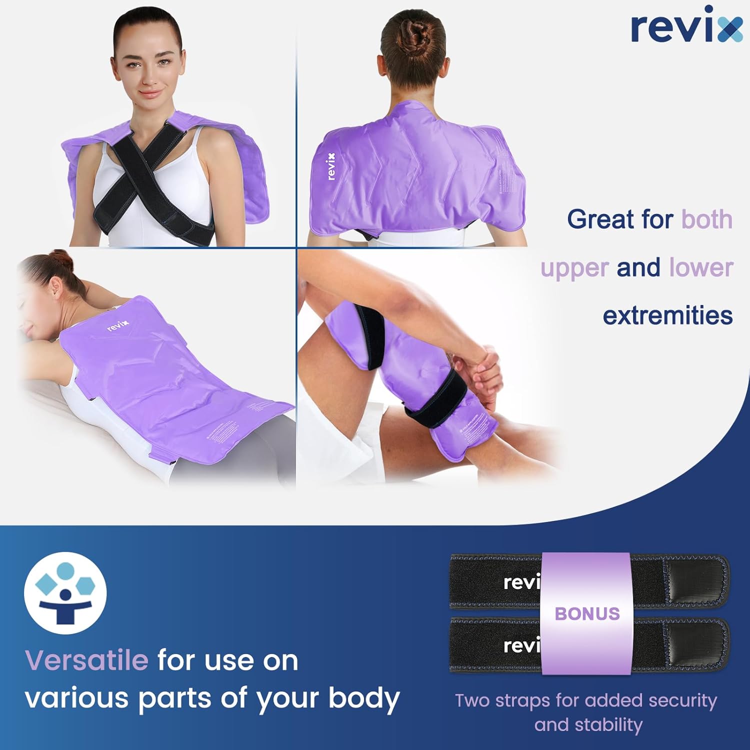 REVIX XXL Full Back Ice Pack Wrap, Large Gel Packs for Injuries Reusable