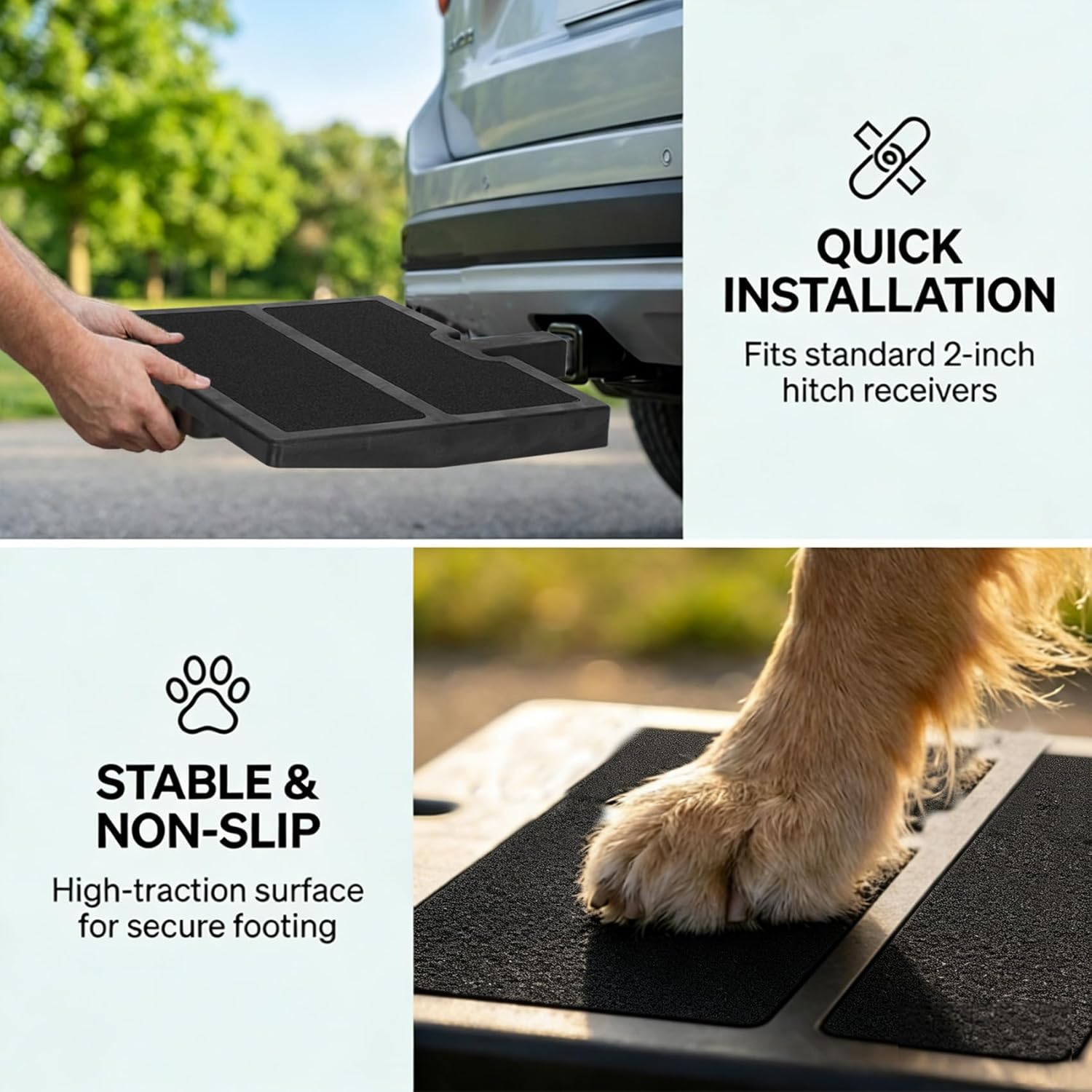 Pet Hitch Step for 2 Inch Trailer Receiver | Dog Hitch Step Help Dogs Get in & Out of Car SUV, Hitch Step for Dog Supports 200lbs