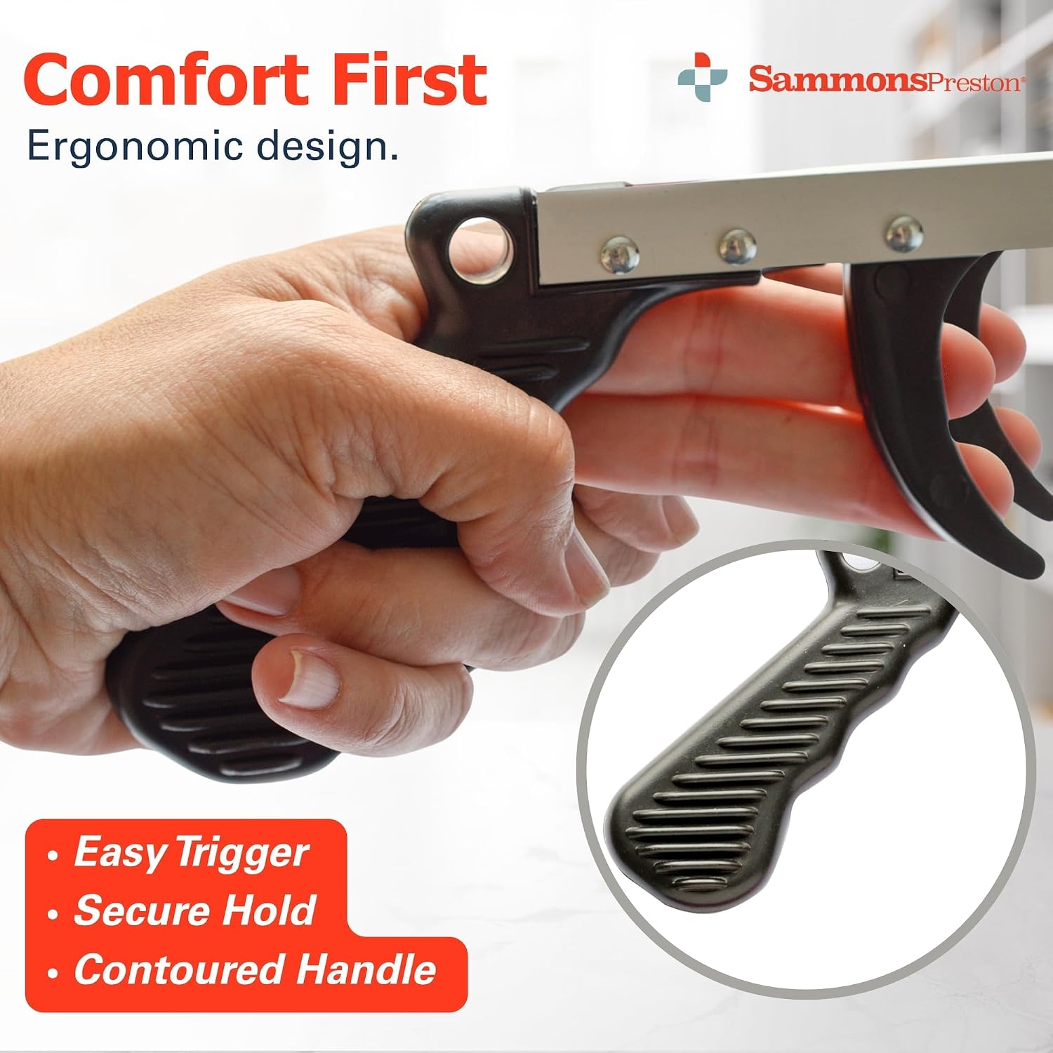 Sammons Preston Reacher, 32" Grabber Tool for Seniors, Magnetic Tip, Silver | Lightweight grabber reacher tool with magnetic tip, ergonomic grip and claw jaw, a reaching aid for seniors
