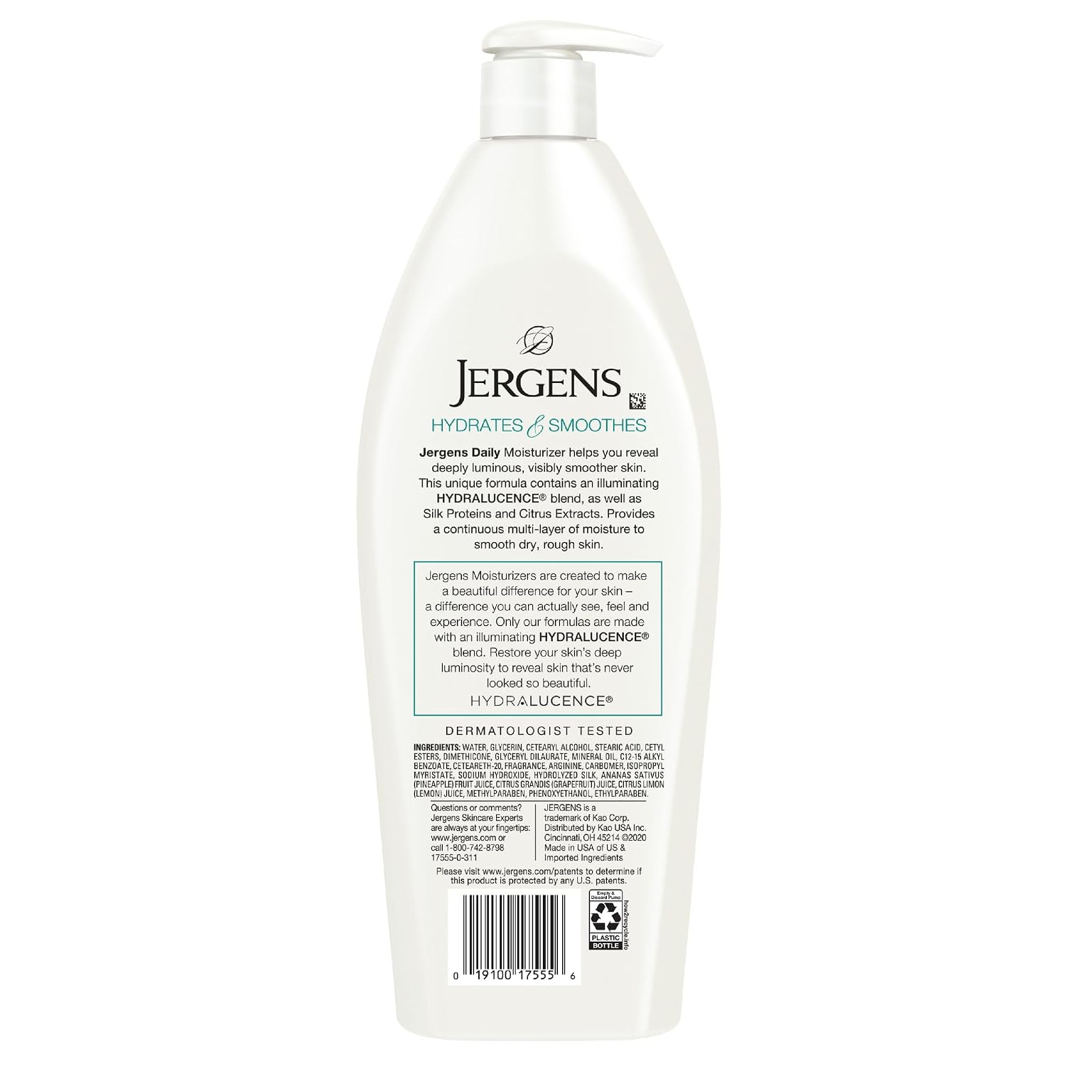 Jergens Soothing Aloe Body Lotion For Dry Skin, Moisturizer, 21 fl oz | Cucumber Extract, Hydralucence Blend, Smooths Texture, Enhances Radiance, Long-Lasting Moisture