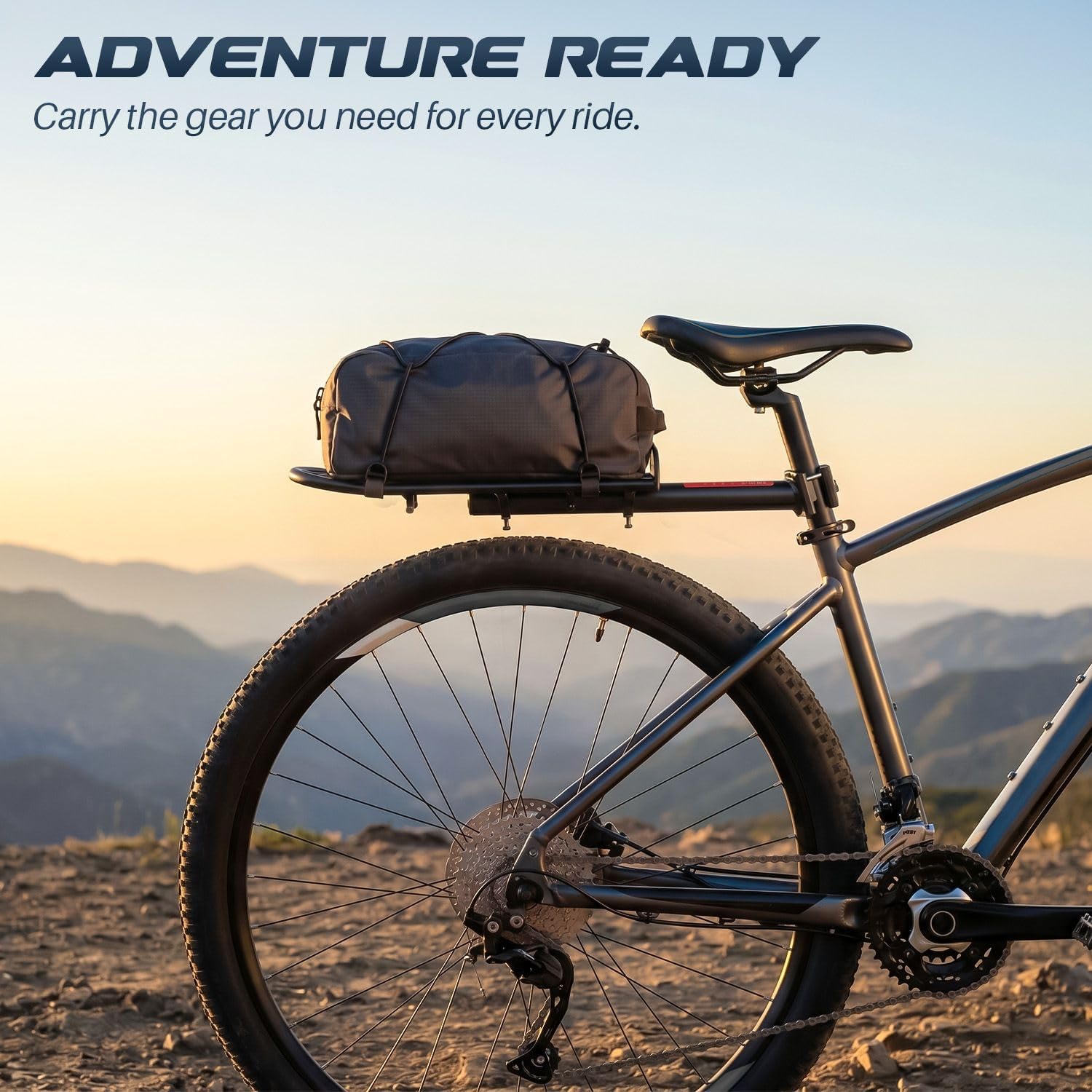 Flexzion Bike Cargo Rack, Adjustable Aluminum Rear Rack, 20 lb, Black | Bike Luggage Rack with Seat Post Mount, Extendable Platform