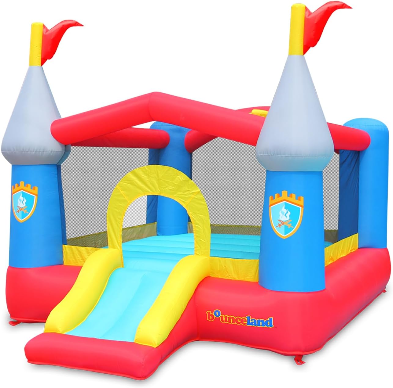 Bounceland Bounce House Castle with Basketball Hoop Inflatable Bouncer, Fun Slide, Safe Entrance Opening, UL Certified Strong Blower Included