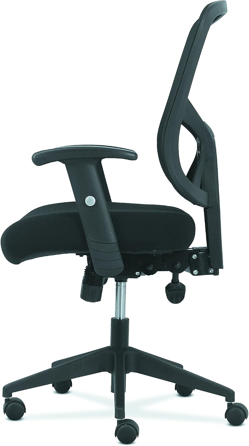 HON Sadie Big and Tall Ergonomic Office Chair, Heavy Duty Desk Chair, Black | Big and tall ergonomic office desk chair for desk work, lumbar support, adjustable arms, mesh comfort, 350 lb capacity