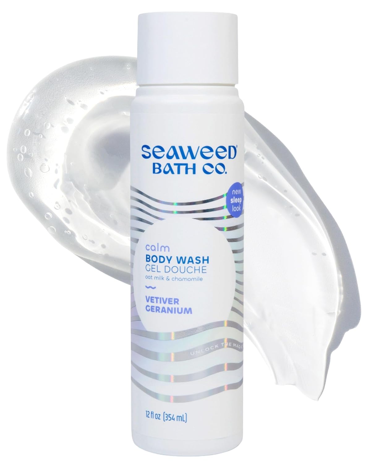 Seaweed Bath Co. Hydrate Body Wash, Unscented, 12 oz | Foaming Shower Gel Cleanser with Natural Ingredients, Fragrance Free and Gentle, Good for Sensitive Skin