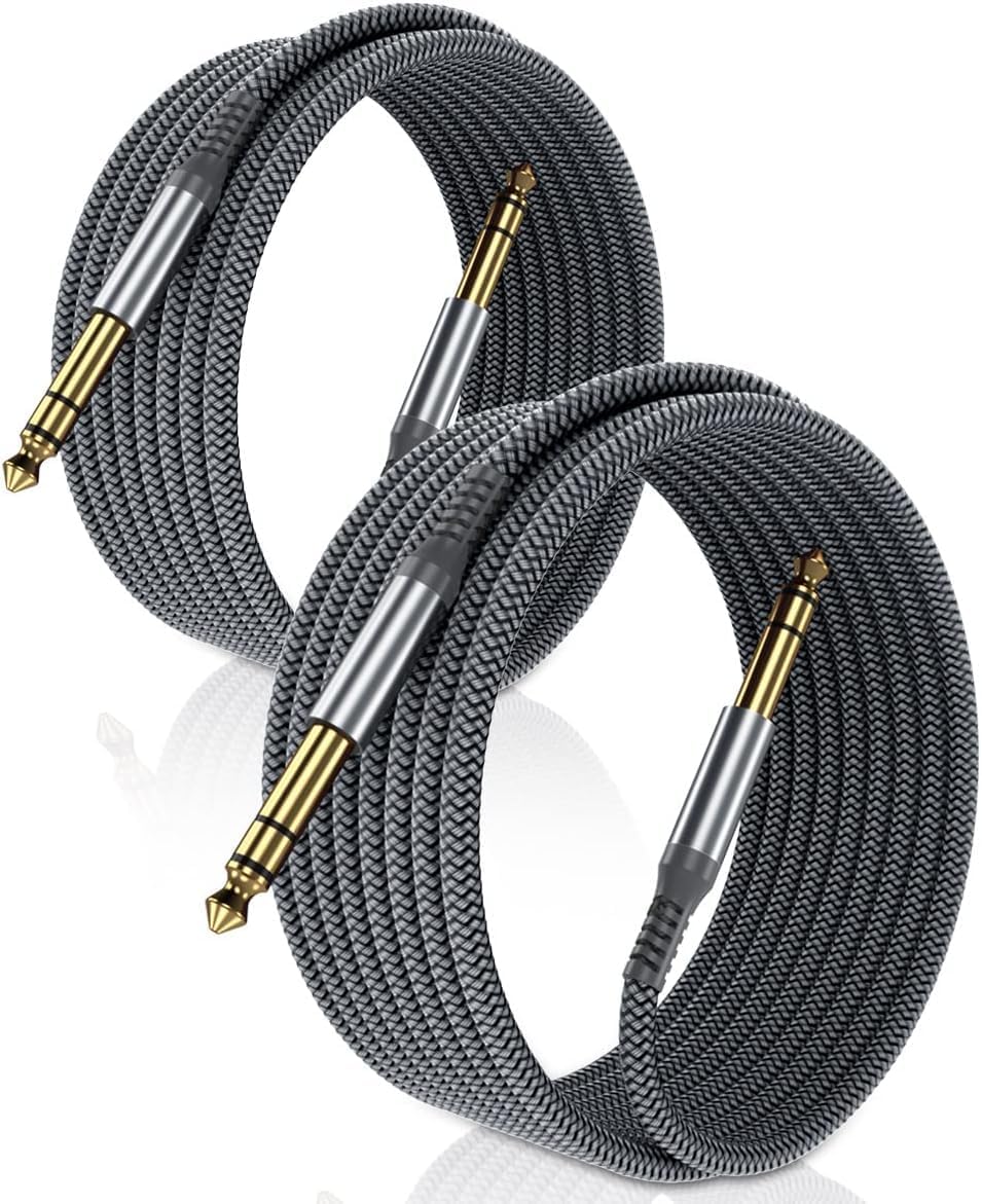 Elebase 1/4 Inch TRS Instrument Cable 10FT 2Pack,6.35mm Male Guitar Cord 3M
