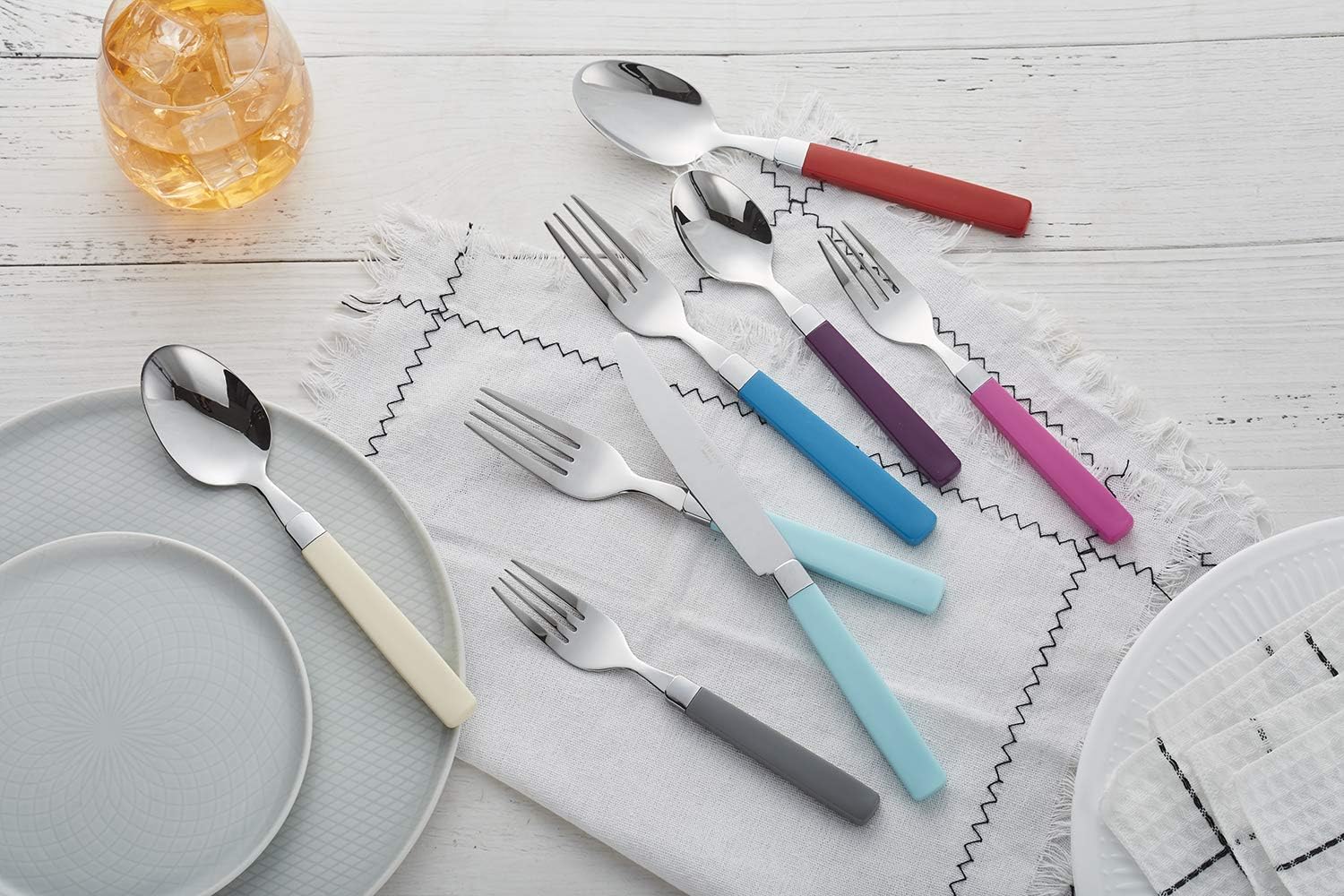 ANNOVA Silverware Set Stainless Steel Colorful Tableware Kitchen Flatware Set Utensils, Includes Dinner Knives, Forks, Spoons
