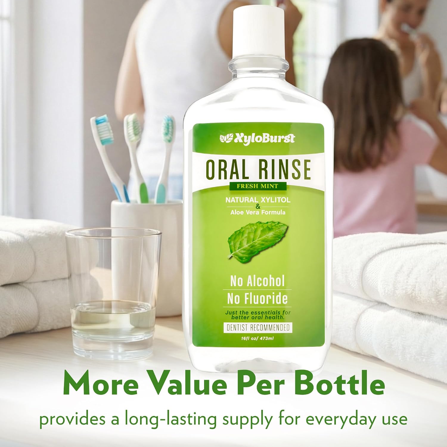 Xyloburst Oral Rinse Mouthwash - Natural Xylitol Mouthwash | Fluoride Free Mouth Wash | Alcohol Free Mouth Wash | Fresh Mint Mouth Rinse | SLS Free