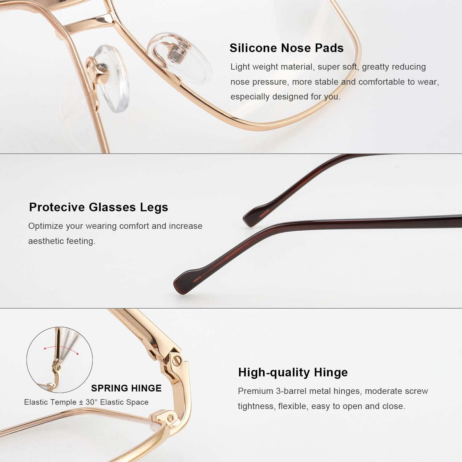 Reading Glasses for Men Square Double Bridge Blue Light Blocking Computer Readers