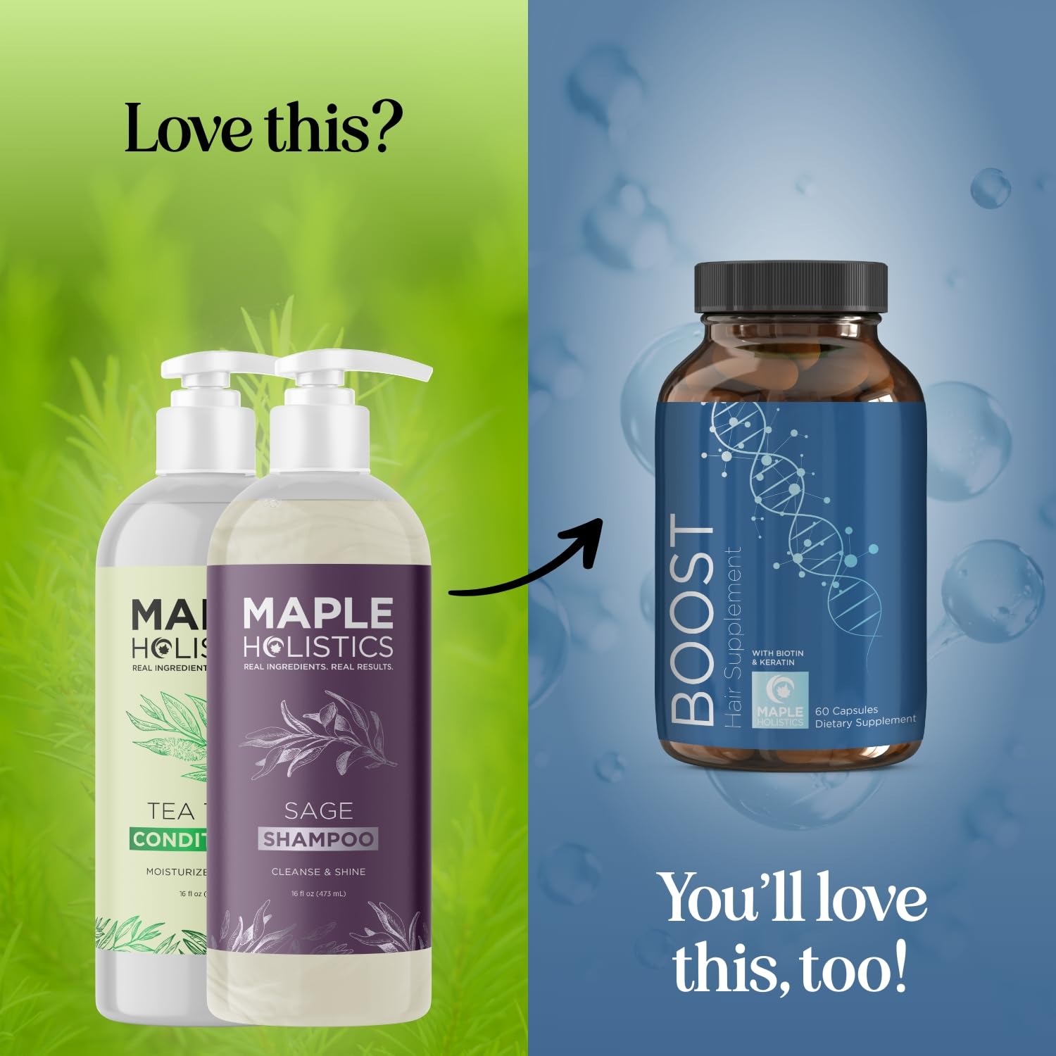 Sulfate Free Shampoo and Conditioner Set - Tea Tree Sage and Rosemary Shampoo and Conditioner for Dry Flaky Scalp Care - Deep Cleansing Color Safe Shampoo and Conditioner for Damaged Dry Hair Care