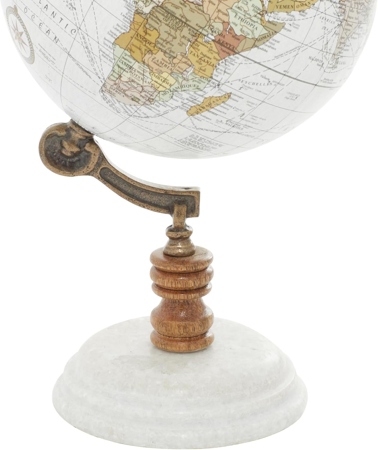 Deco 79 Marble Globe with Marble Base, 7" x 7" x 11", Teal | Educational/Geographic Earth World Map Decorative World Globe With Marble Base World Globe