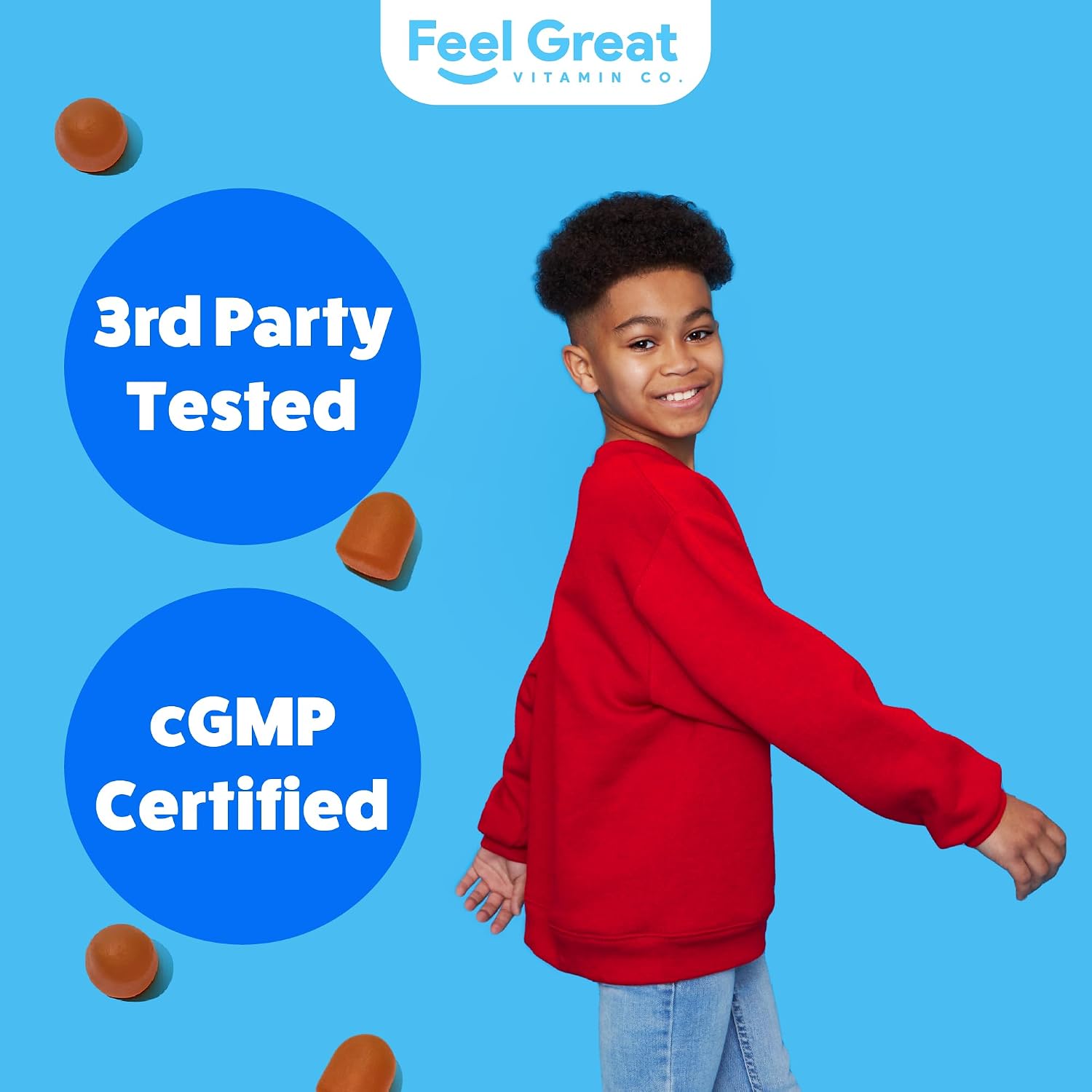 Feel Great Kids Multivitamin Gummies | Citrus & Strawberry Flavored Vitamins for Kids | Multivitamin Gummies with Vitamin D for Bone