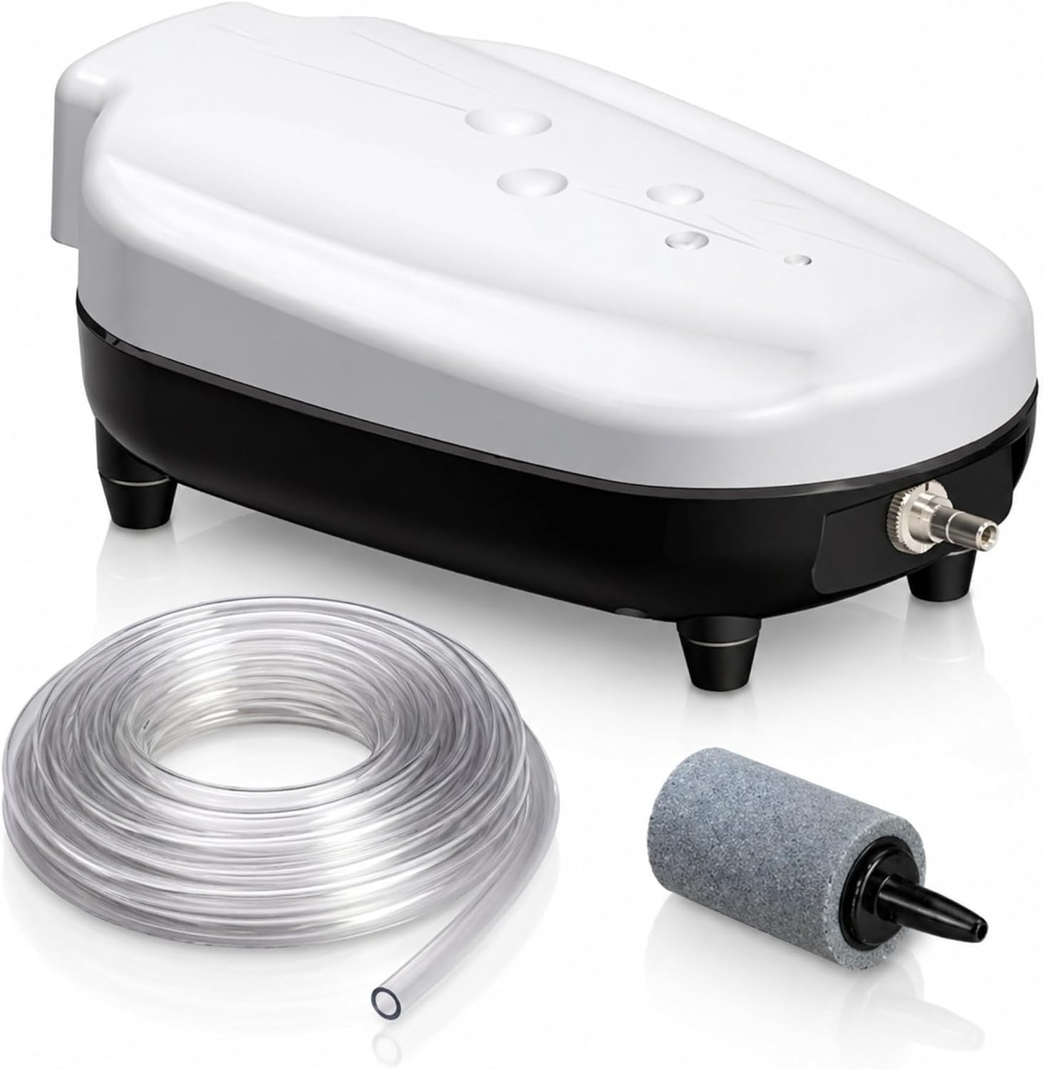 0.15 CFM Air Pump for Aquariums, Quarantine Tanks & Ponds to 500 Gallons | Whisper quiet oil-free design