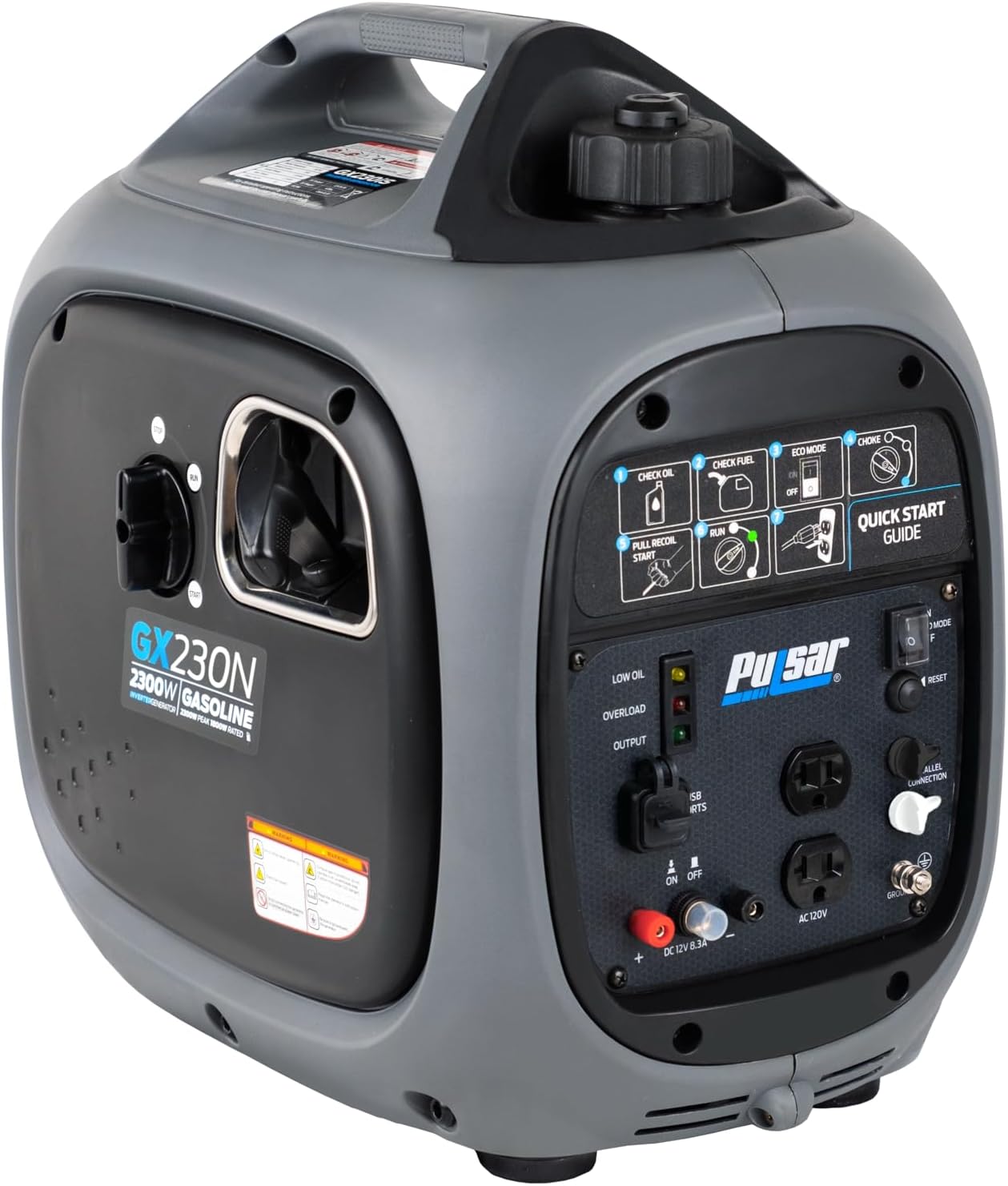 Pulsar 2,300W Portable Gas-Powered Quiet Inverter Generator With USB Outlet & Parallel Capability, Carb Compliant, G2319N
