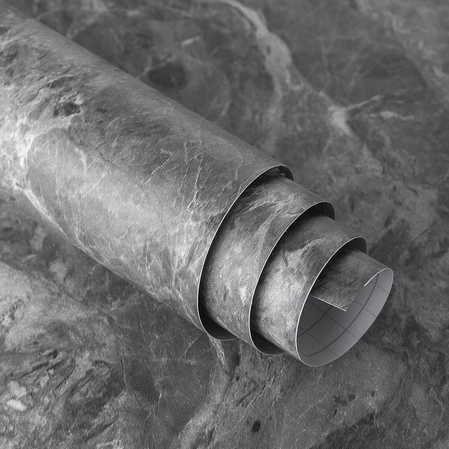 BAYYA Extra Wide Countertop Contact Paper Marble Peel and Stick Wallpaper | Grey Thicken Matte 48x354inch Gray Kitchen Peel and Stick Countertops Bathroom Self-Adhesive Waterproof Marble Vinyl Wrap