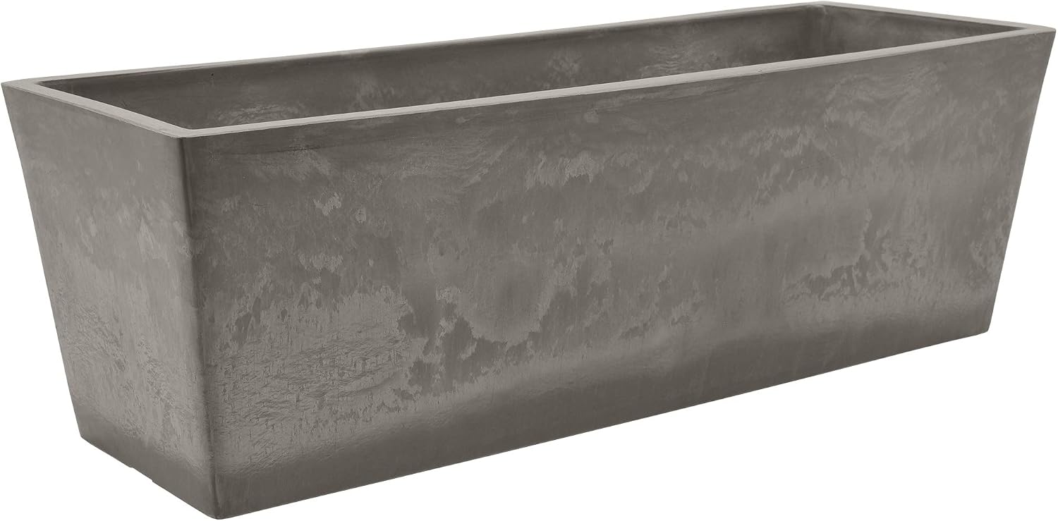 Arcadia Garden Products PSW U45CT Plastic/Stone/Wood Composite Simplicity Window Box, No Drainage Hole (Drillable), 17.5" x 7" x 6", Cement Color